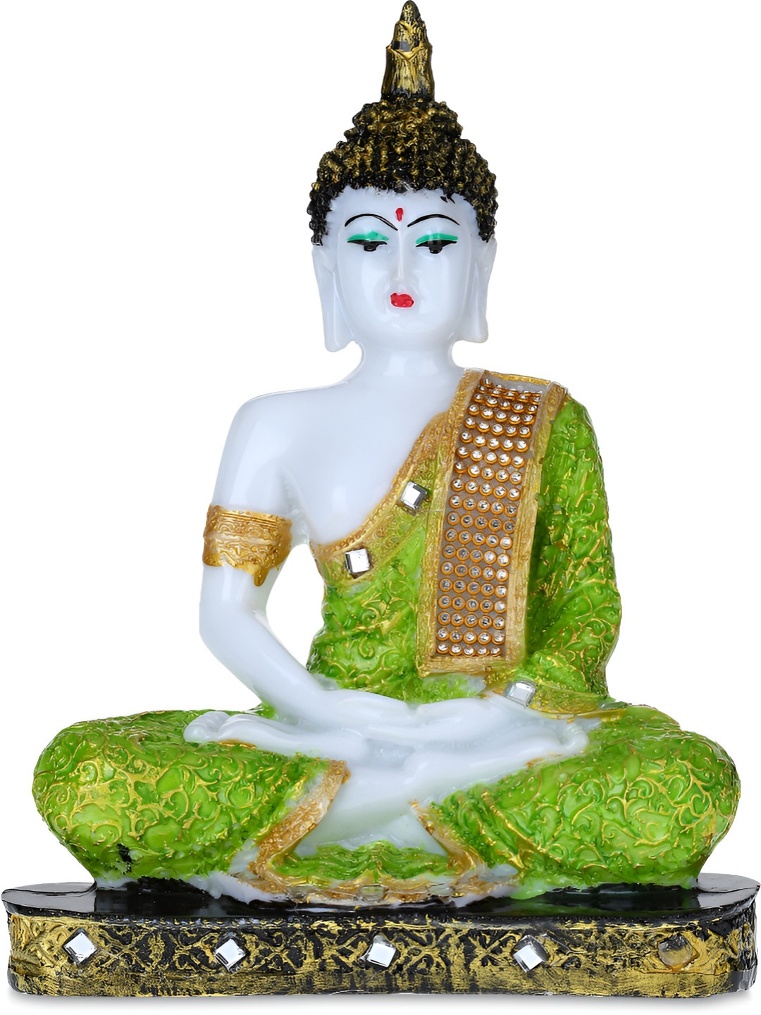GW CREATIONS Beautiful Lord Gautam Buddhain Meditating Position White Marble Natural Home Office Medium Showpiece - 9.4 Inches