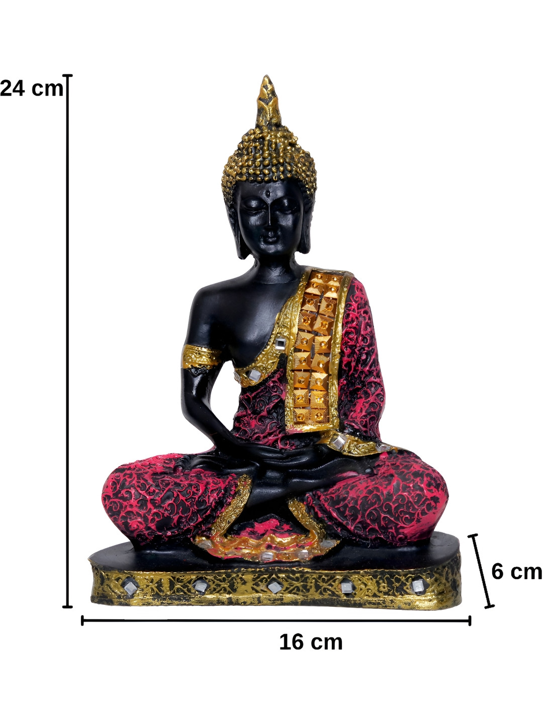 GW CREATIONS Lord Gautam Buddhain Meditating Position Pink Polyresin Glossy Garden Medium Showpiece - 9.4 Inches
