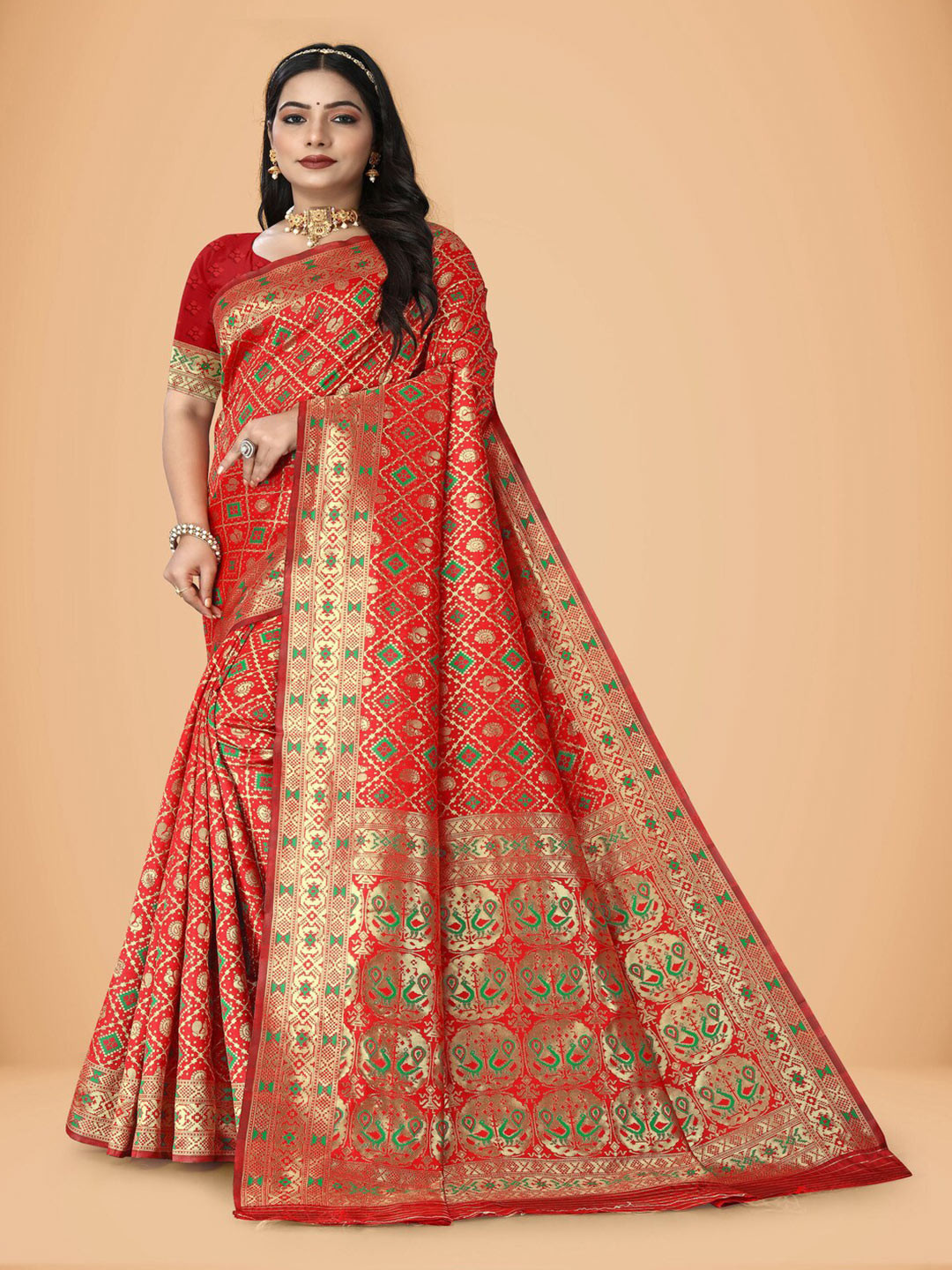 MAHAMANTRA Ethnic Motifs Woven Design Zari Patola Saree