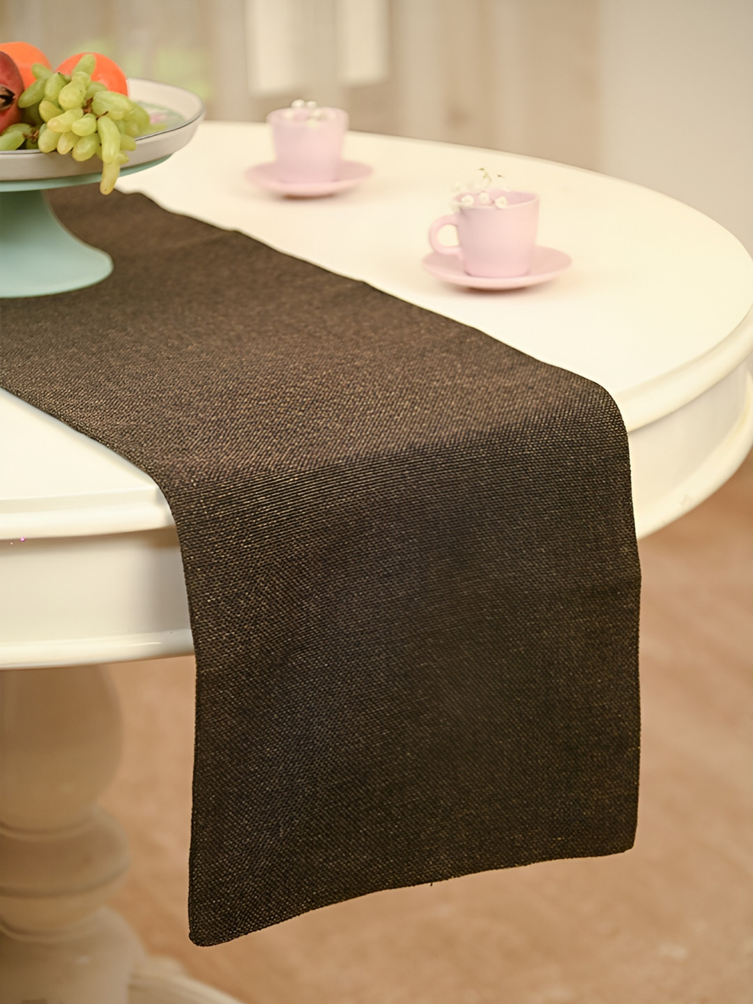 FABURAA Brown Self Design Pure Jute Table Runner