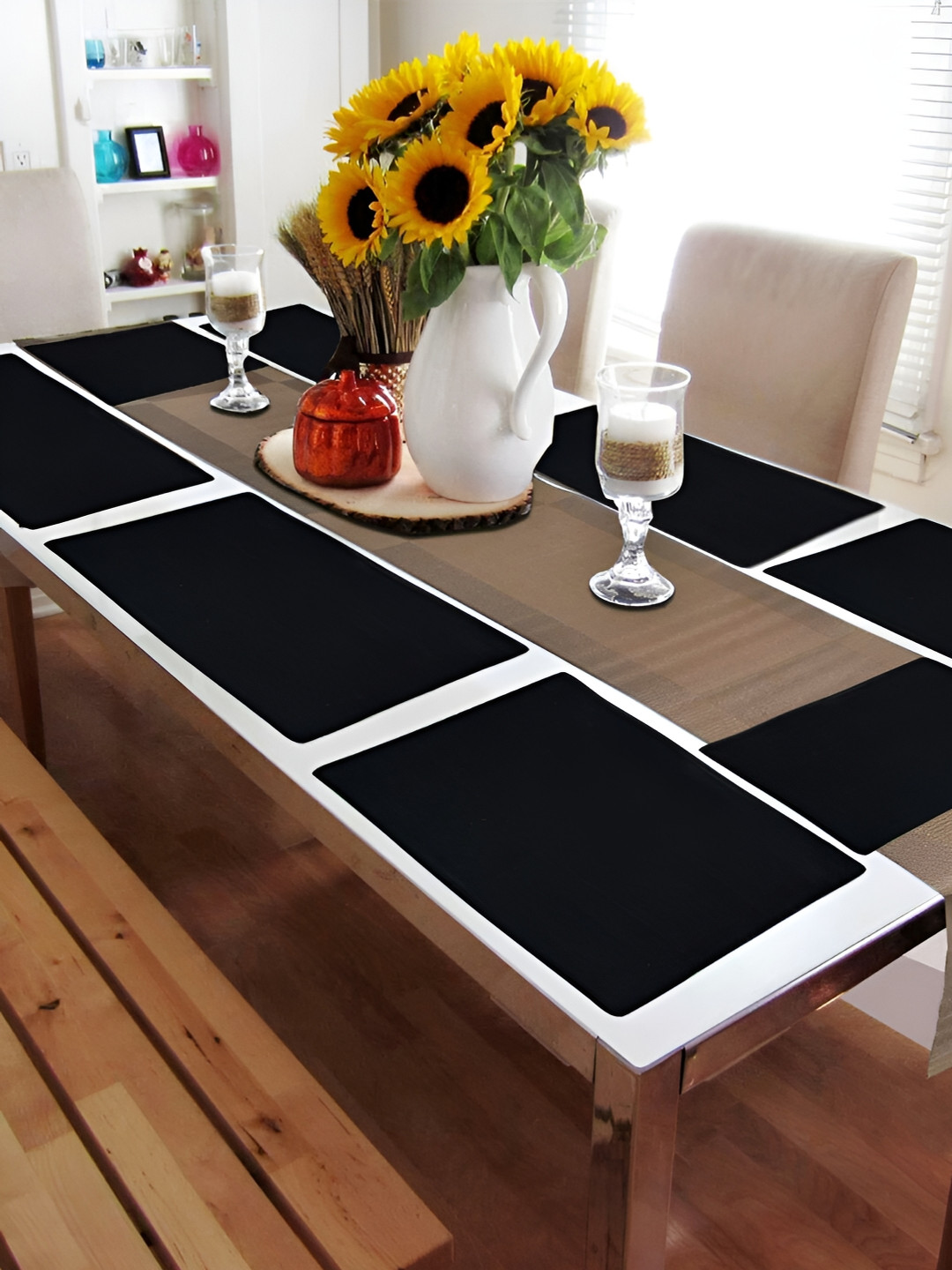 FABURAA 8 Pieces Black Textured Durable Table Placemats