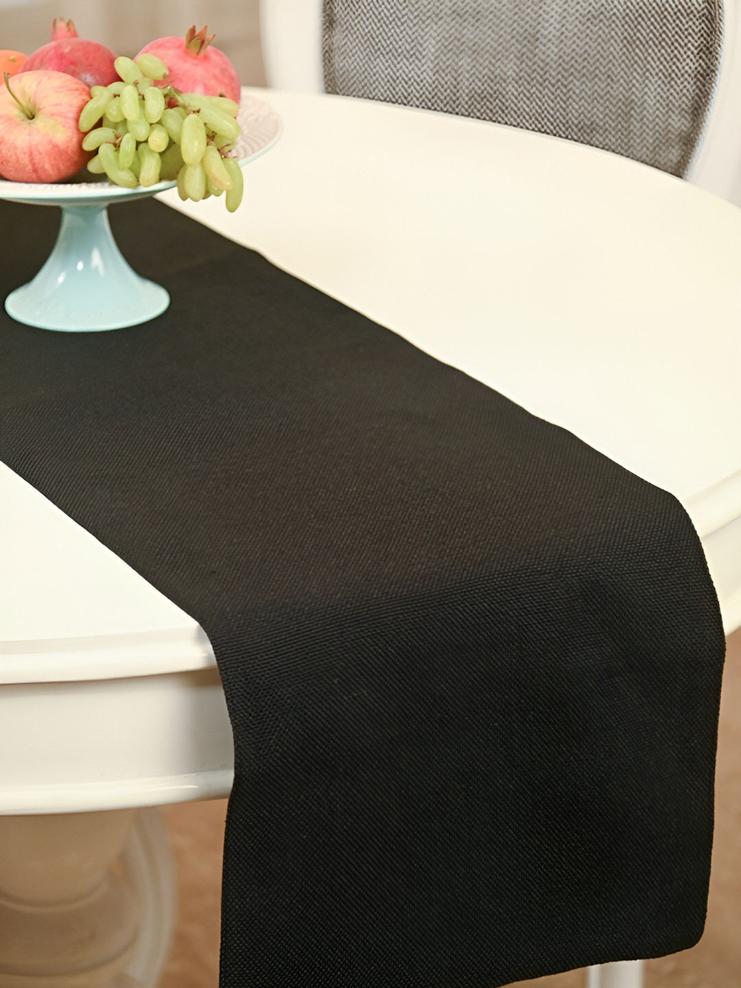 FABURAA Black Self Design Pure Jute Table Runner