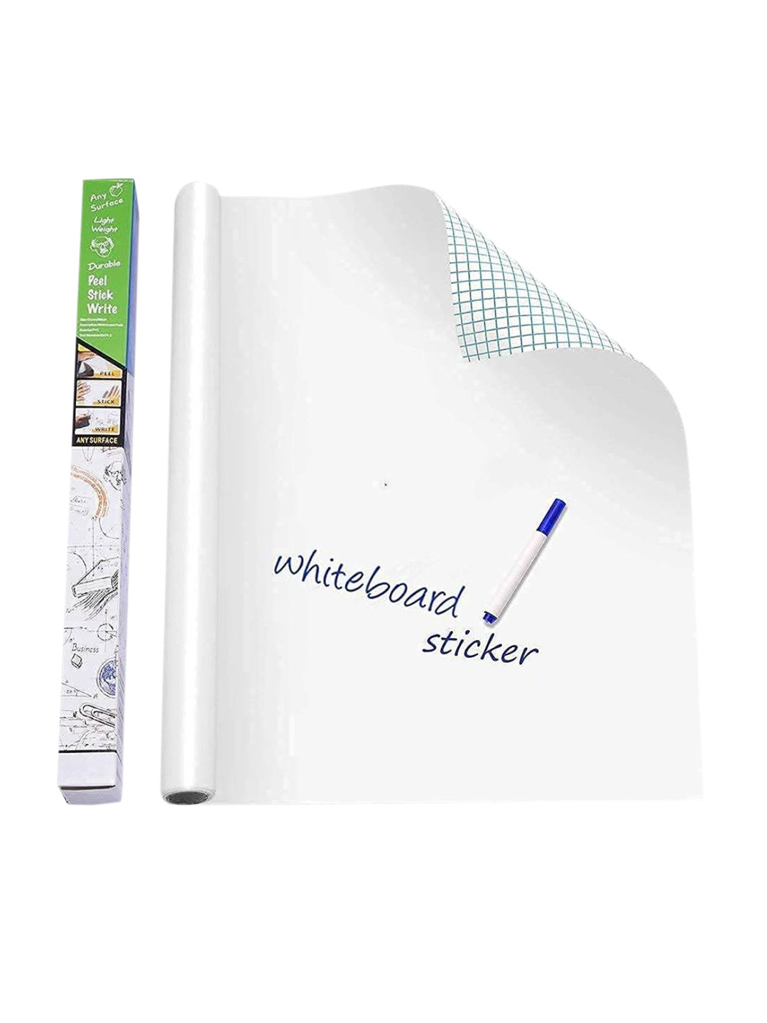 Jaamso Royals White Board Self-Adhesive & Removable Wall Sticker with 5-pcs Chalks