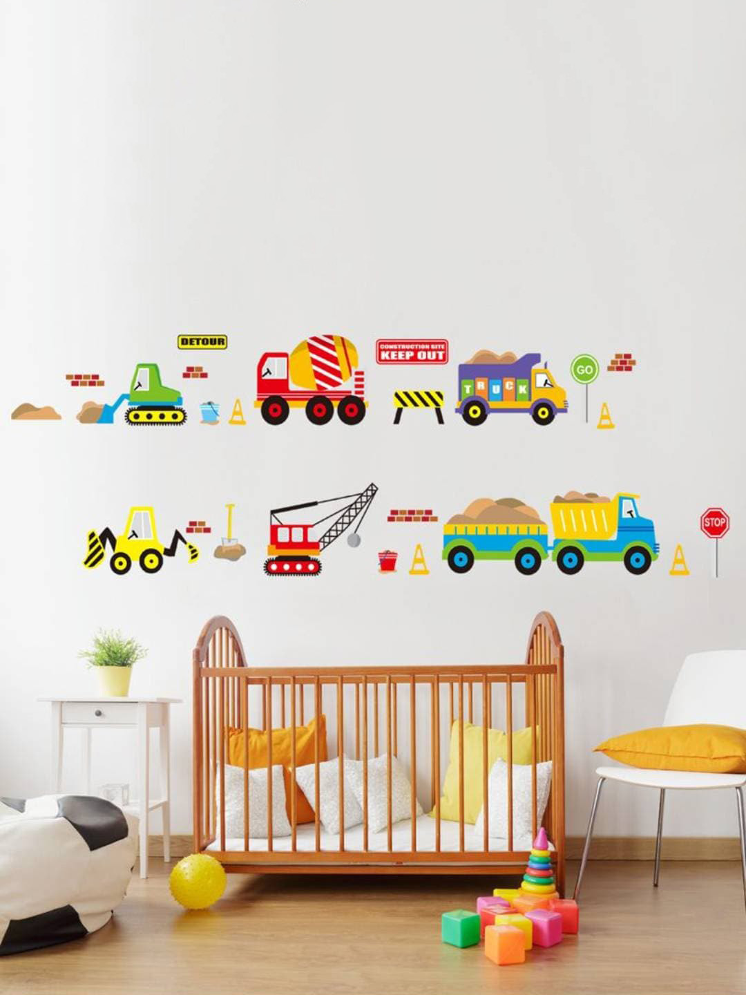 Jaamso Royals Yellow & Red Cartoon Vehicle Self Adhesive Wall Sticker