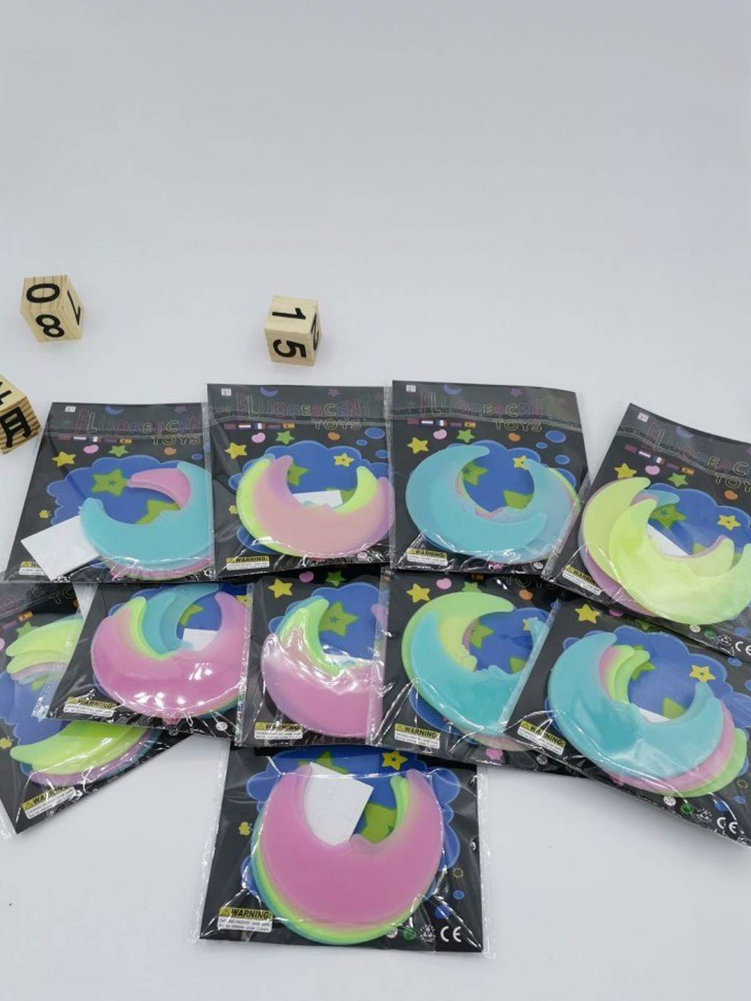 Jaamso Royals 6 Pcs Blue & Pink 3D Luminous Moon Self Adhesive Wall Stickers