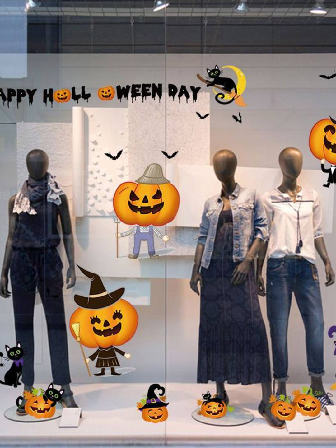 Jaamso Royals Orange-Coloured & Black Halloween Party Printed Self-Adhesive Wall Sticker
