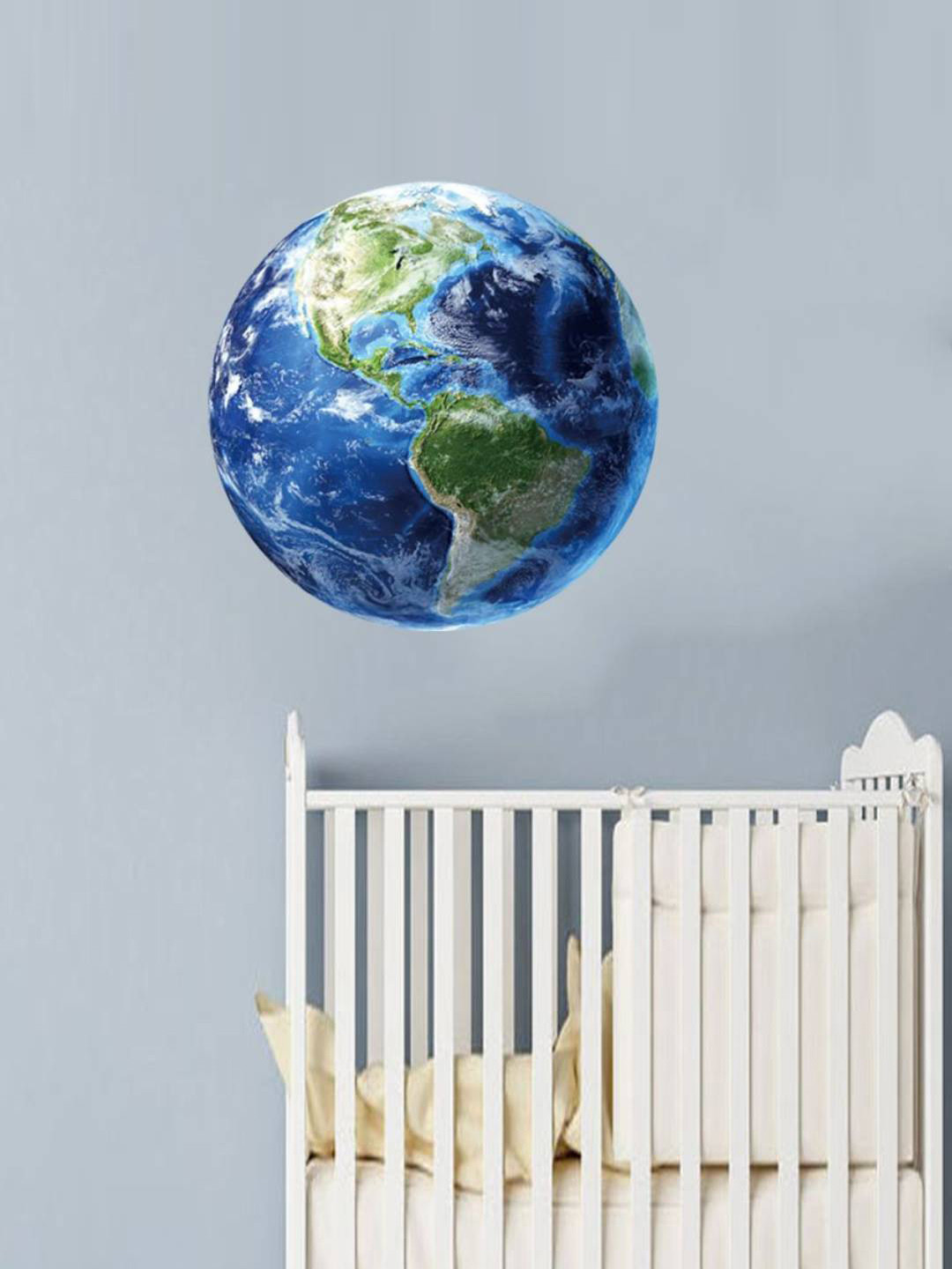 Jaamso Royals Blue & Green Planet Earth Printed Self-Adhesive Wall Sticker