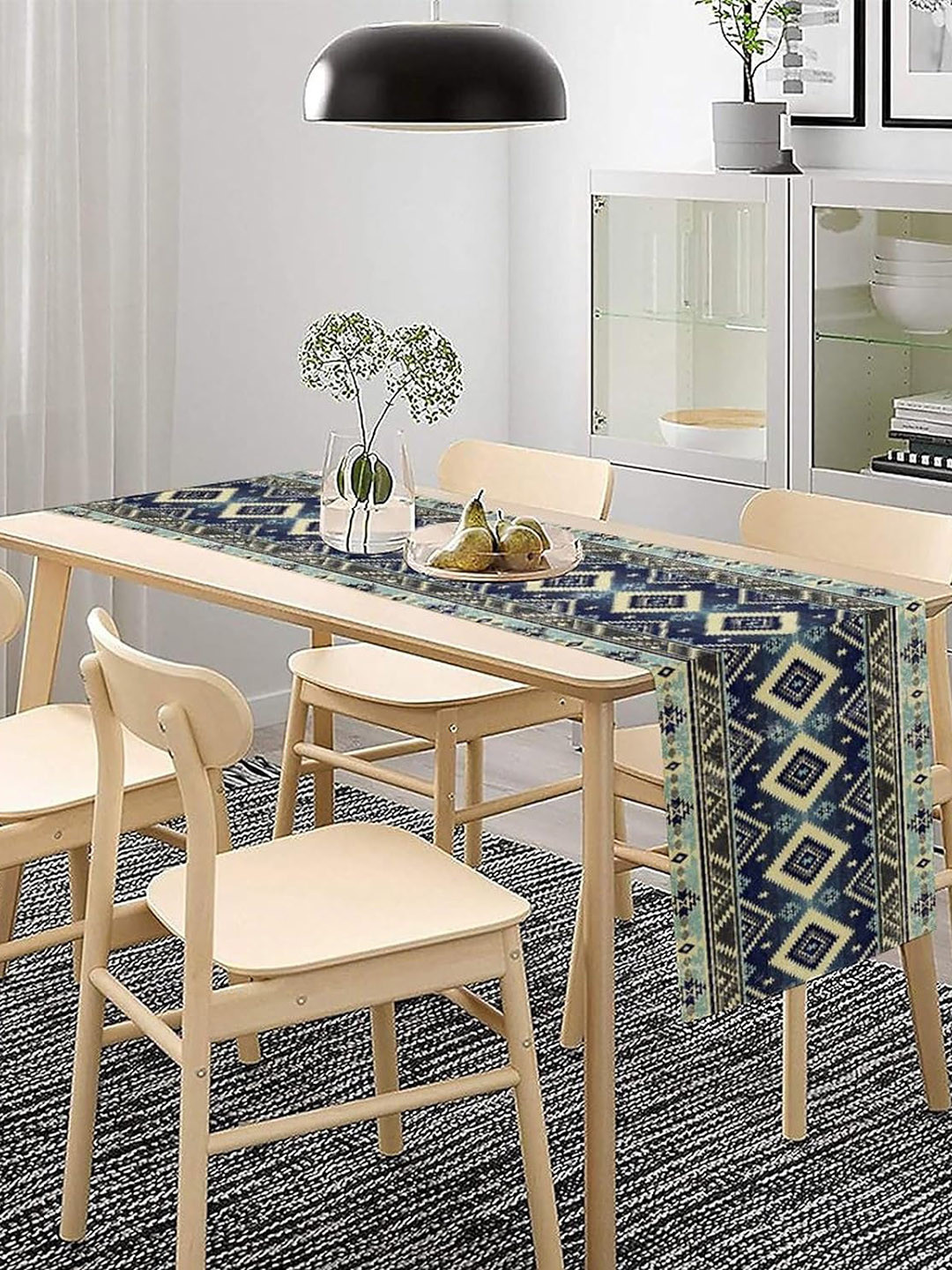 AAZEEM Blue & Beige Printed Durable Table Runners
