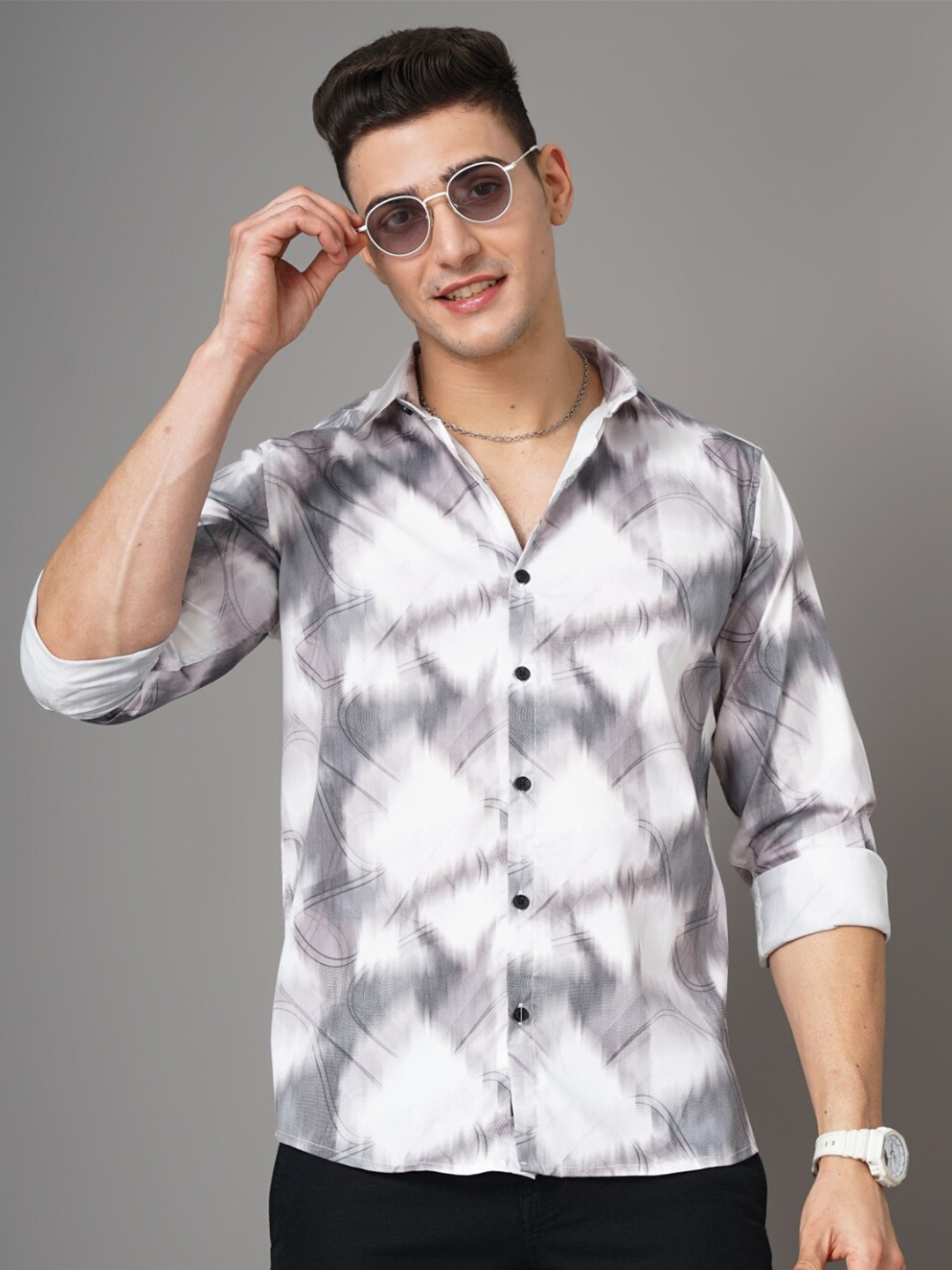 PAUL STREET Smart Slim Fit Abstract Printed Casual Shirt