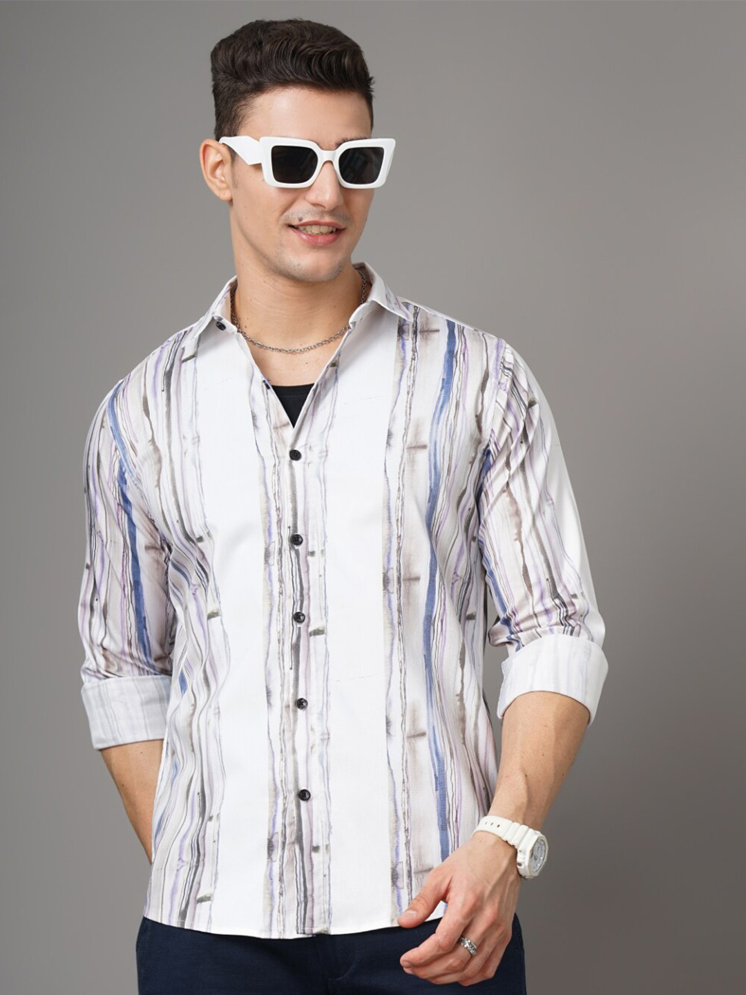 PAUL STREET Smart Slim Fit Abstract Printed Casual Shirt