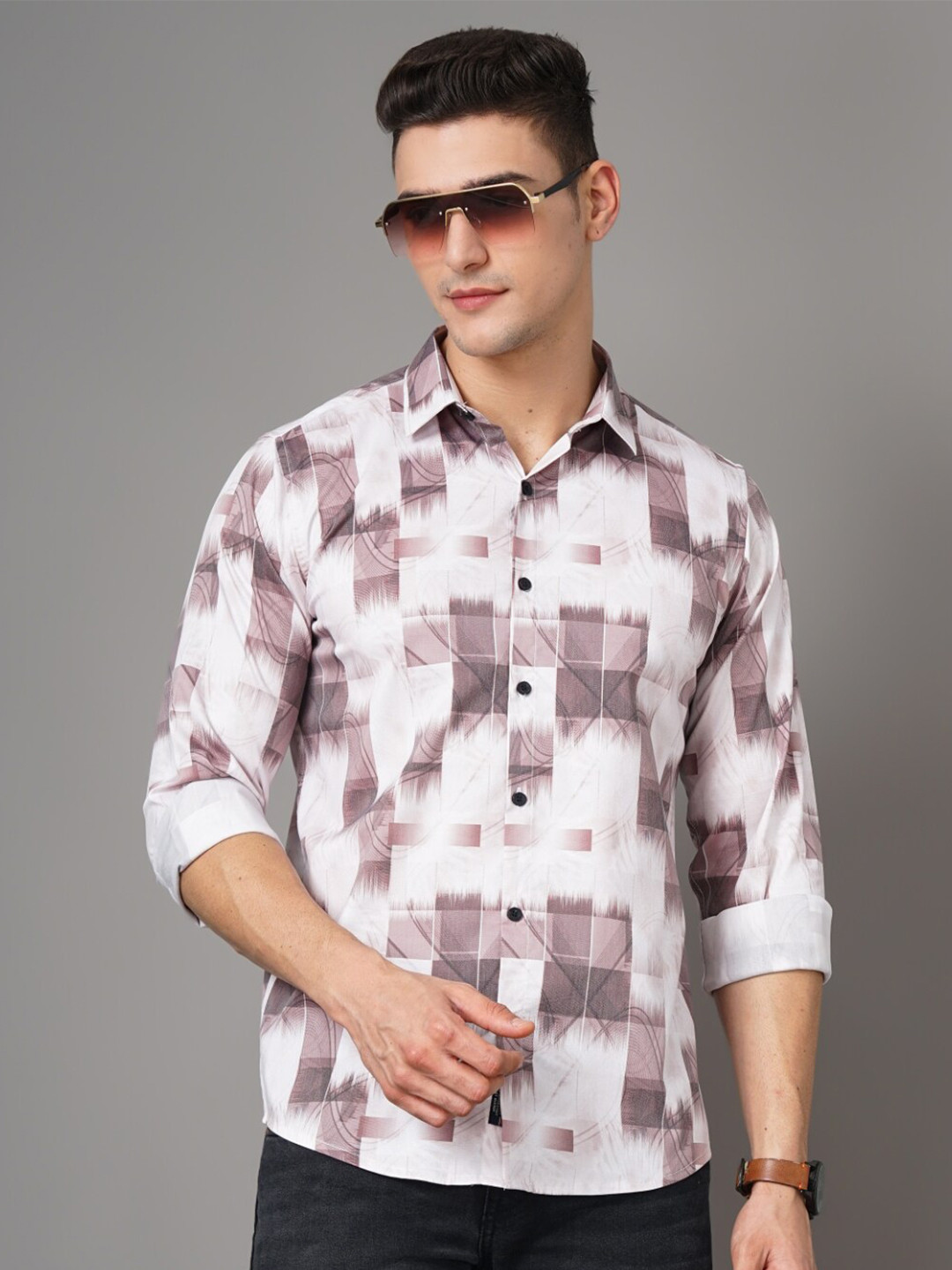 PAUL STREET Smart Slim Fit Abstract Printed Casual Shirt