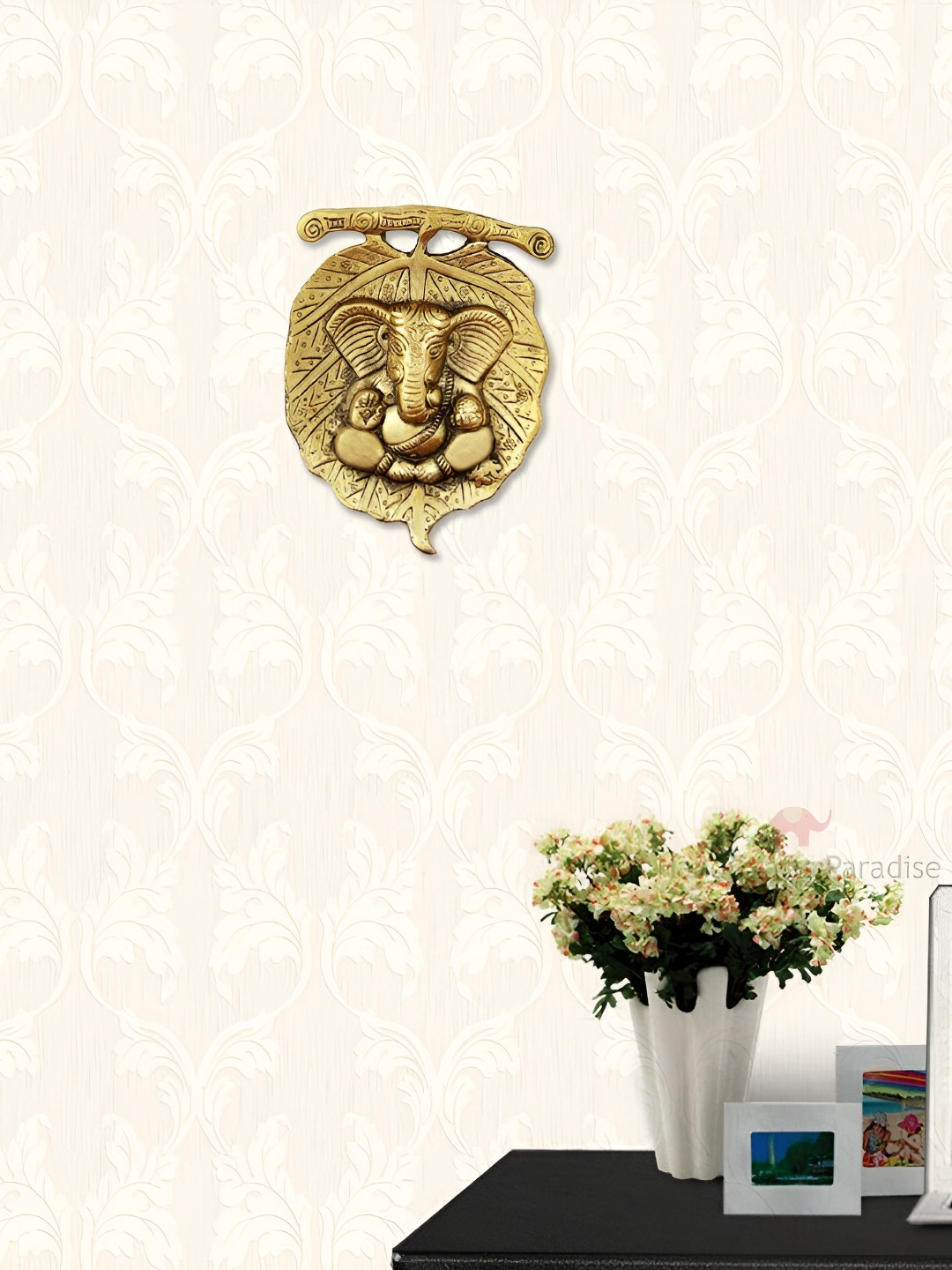 HANDICRAFTS PARADISE ganesha Antique Metal Ethnic Motifs Hall Spiritual Wall Decor-6.5In