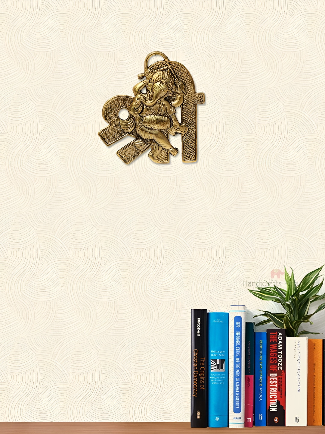 HANDICRAFTS PARADISE Ganesha playing Metal Ethnic Motifs Glossy Spiritual Wall Decor-4.3In