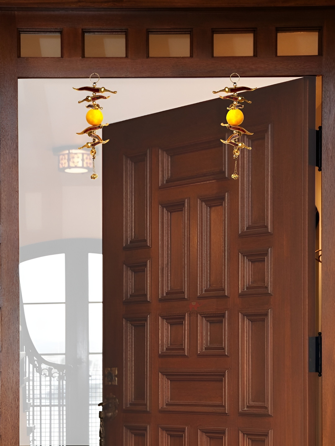 HANDICRAFTS PARADISE Neembu Mirch Metal Tasselled Matte Hall 2Pcs Wall Hangings-9.1In