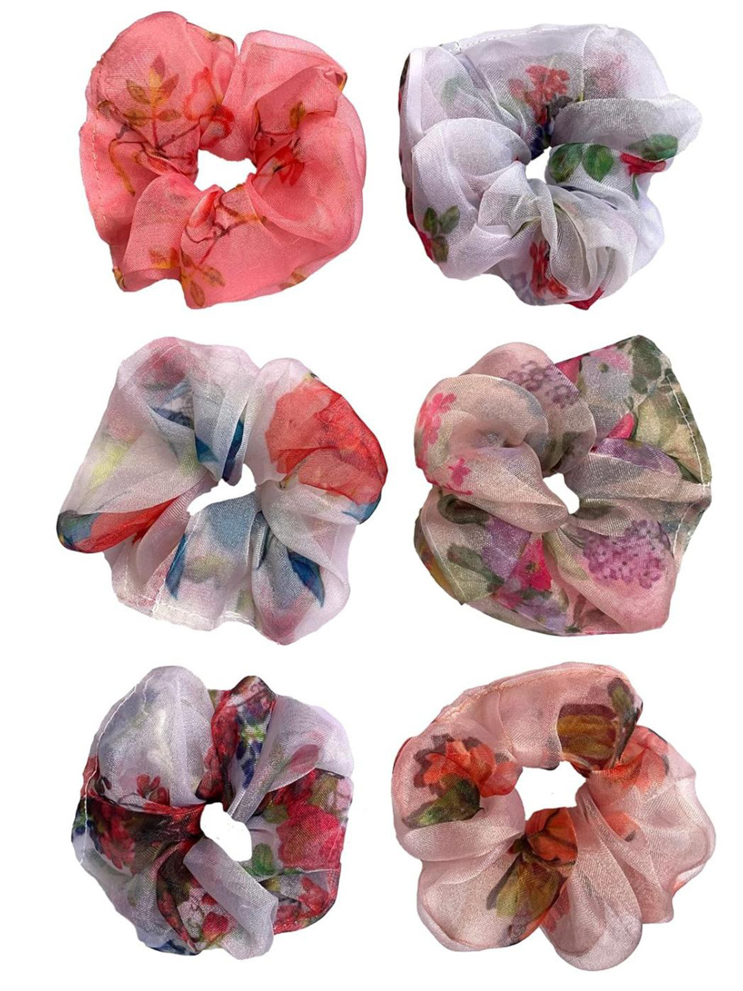 DN Creation Set Of 12 Printed Organza Ponytail Holders