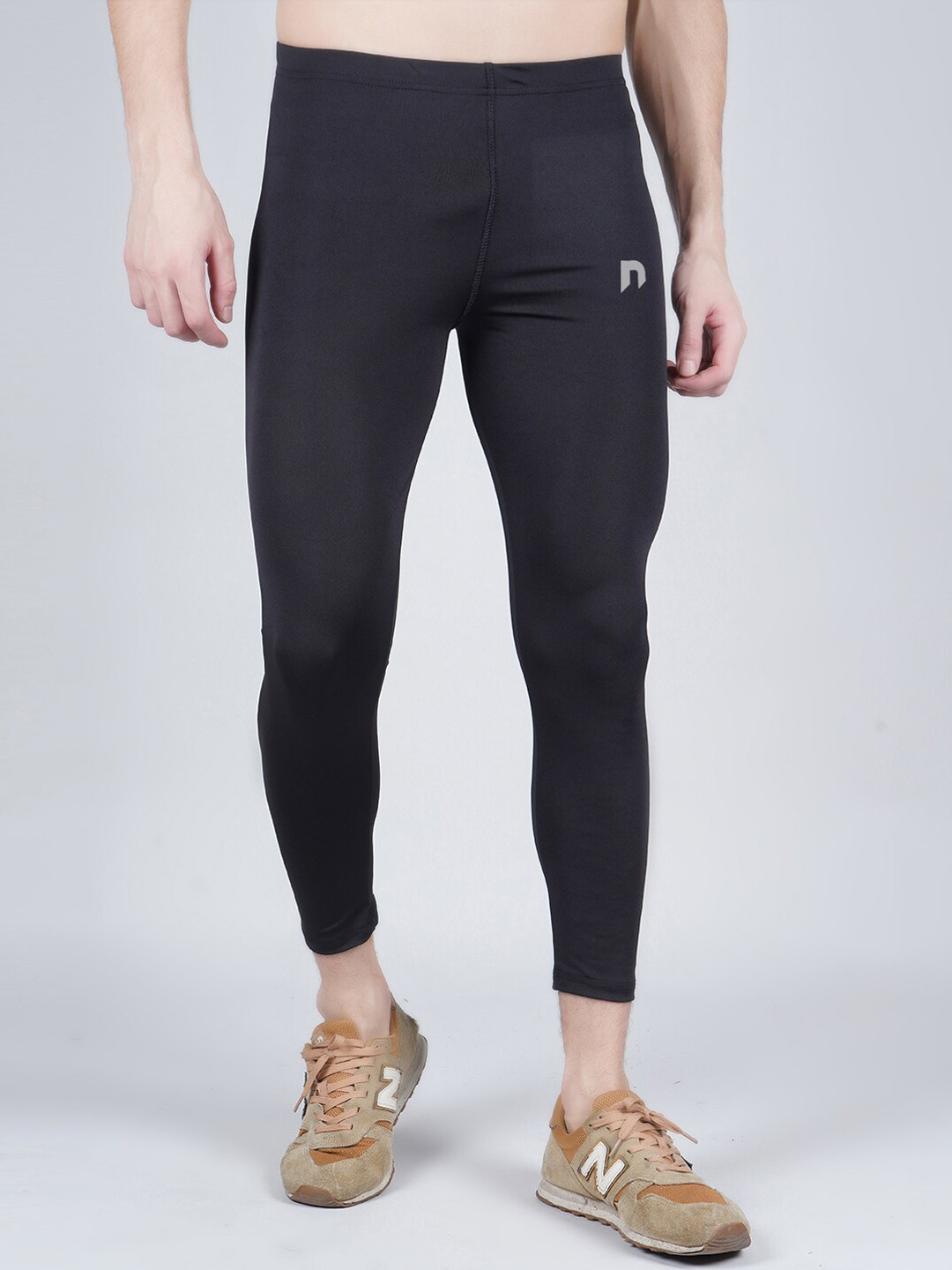 NEVER LOSE Men Mid-Rise Solid Running Tights
