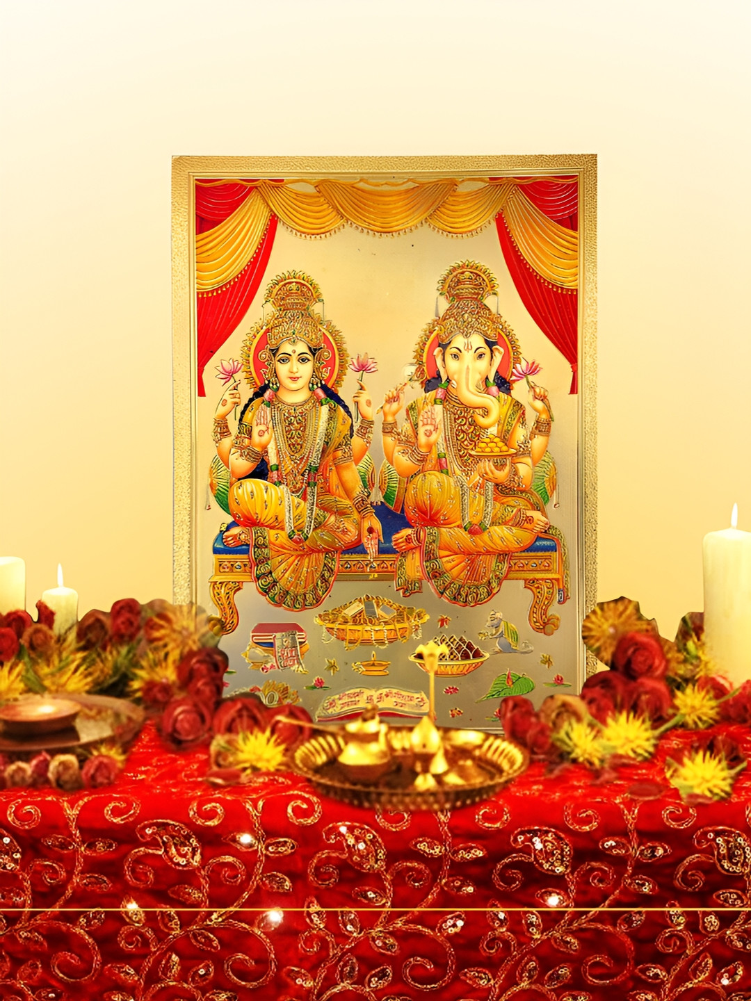 Hawai Gold Toned & Red Religious Acrylic Wall Photo Frames