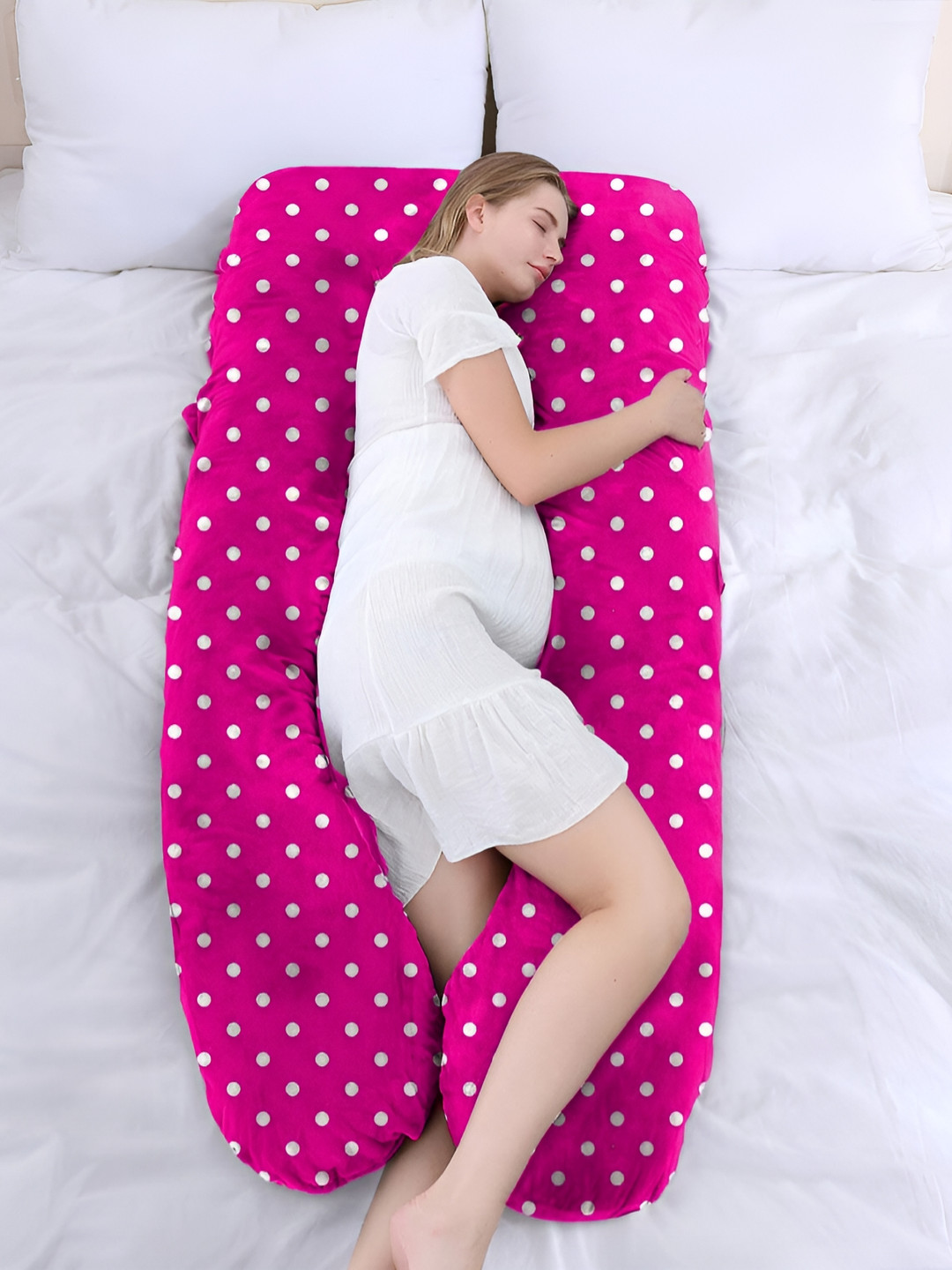 DADDY COOL Rose Polka Dots Faux Velvet Ultra Soft Fibre Maternity Pillow-76.2 x 137 cm