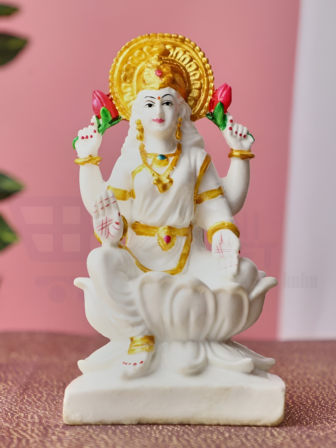 VAMIKA HANDICRAFTS God White Marble Glossy Prayer Room Medium Showpiece - 7 Inches