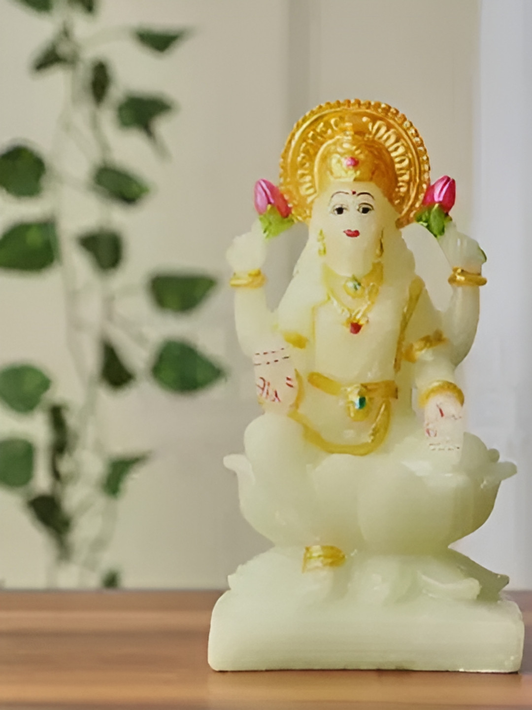 VAMIKA HANDICRAFTS God Green Polyresin Metallic Prayer Room Medium Showpiece - 7.1 Inches