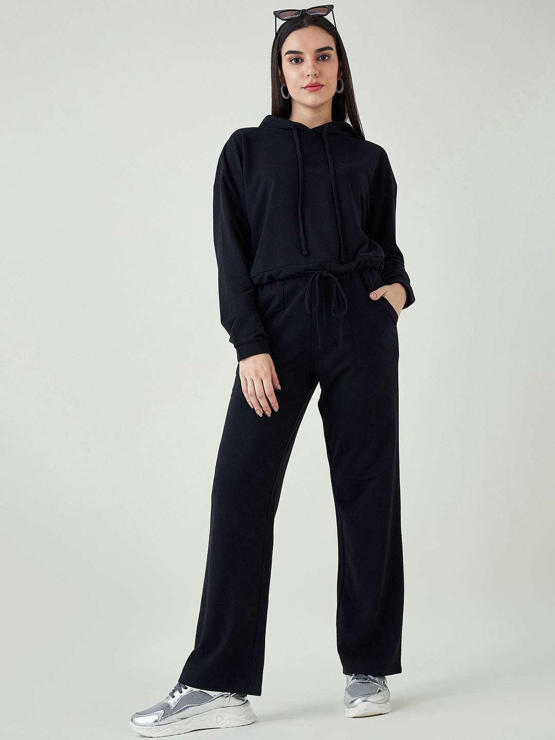 Strong And Brave Hooded Neck Regular Fit Sweatshirt & Flared Trousers