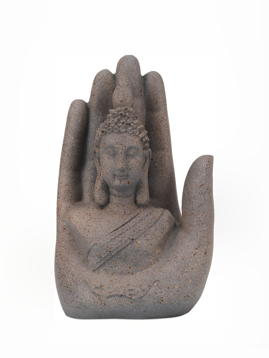 GW CREATIONS Lord Gautam Buddha Sitting Hand Brown Polyresin Matte Living Room Small Showpiece - 2.4 Inches
