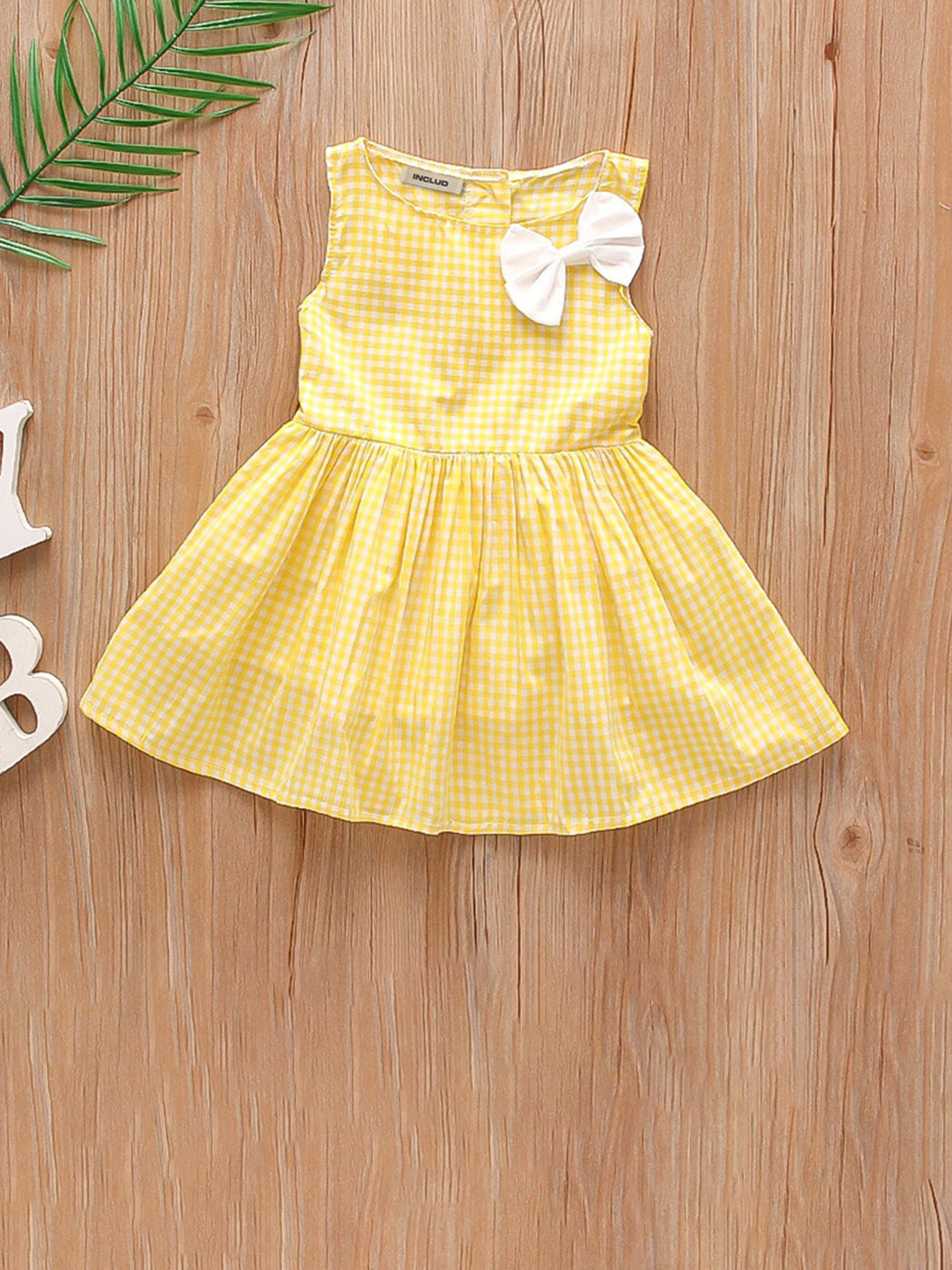 INCLUD Girls Checked Bow Fit & Flare Dress