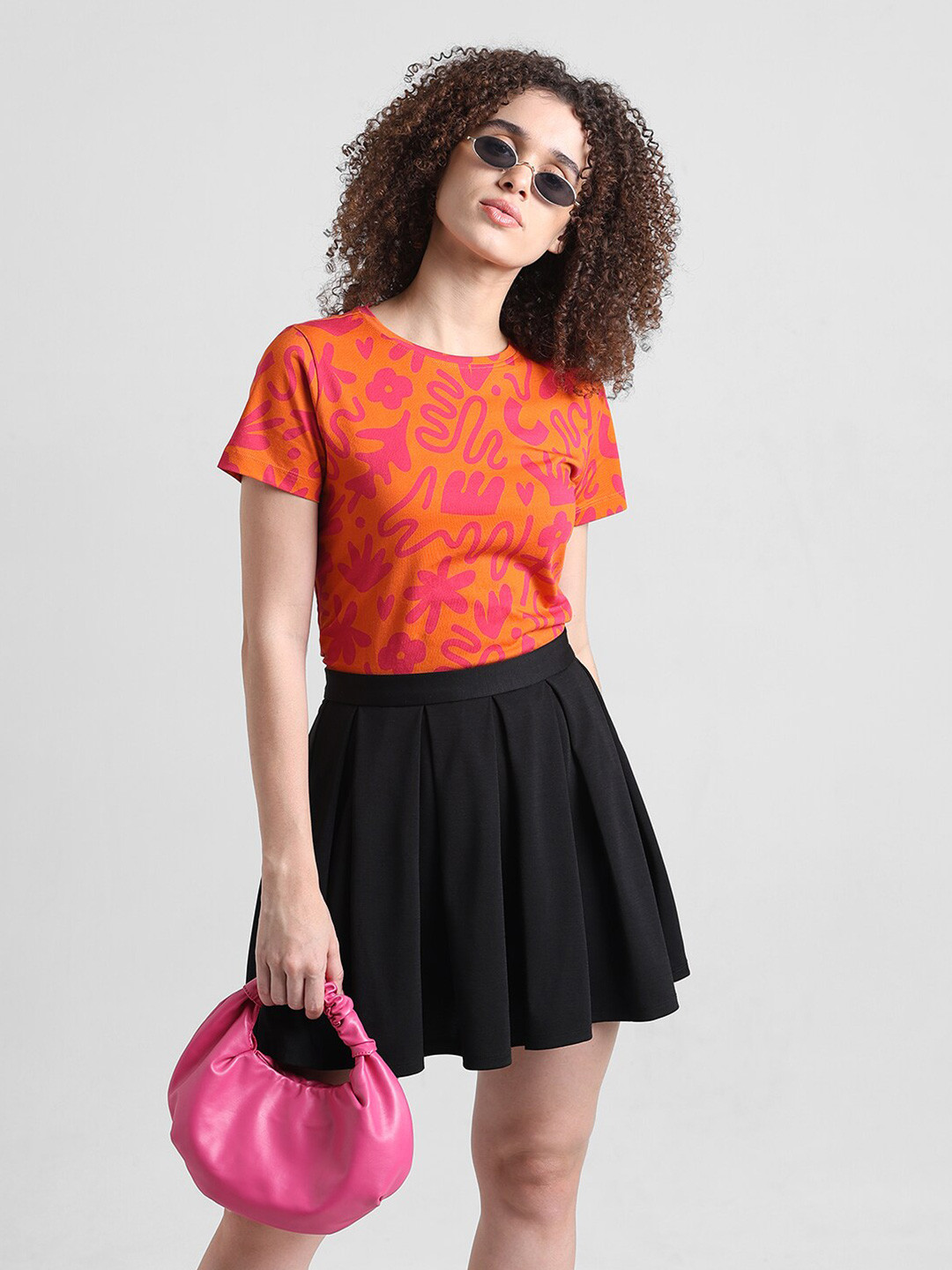ONLY Abstract Printed Round Neck Pure Cotton T-shirt
