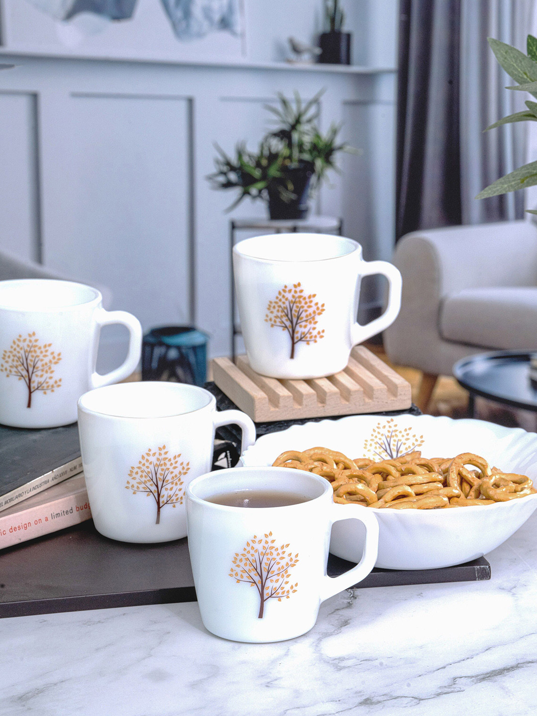 Cello 5 Pieces White Opalware Regalia Mug 180ml