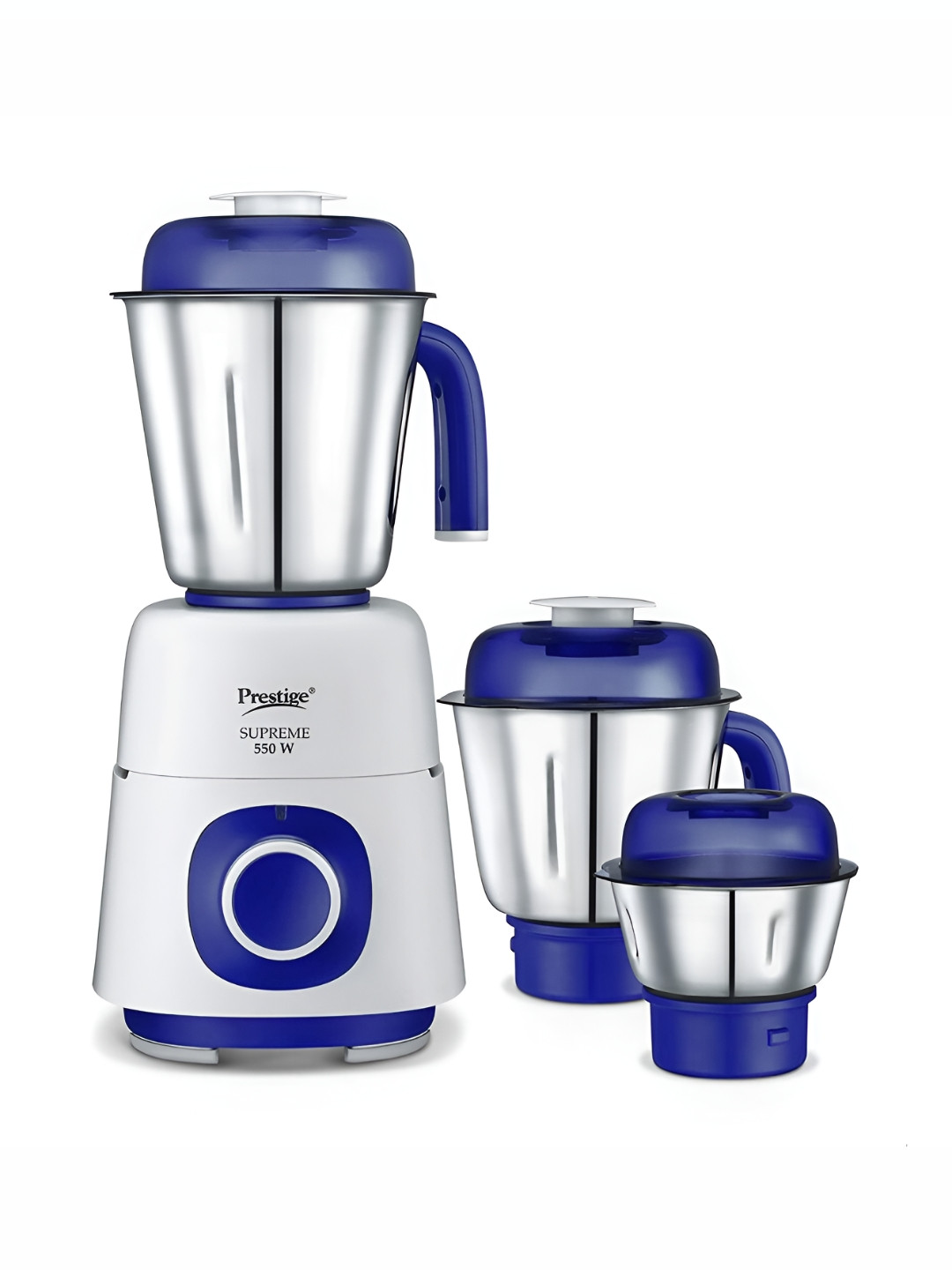Prestige Supreme Blue Stainless Steel Superior-Grade Plastic Body 3 Jars Wet and Dry Grinder with Juicer-550W