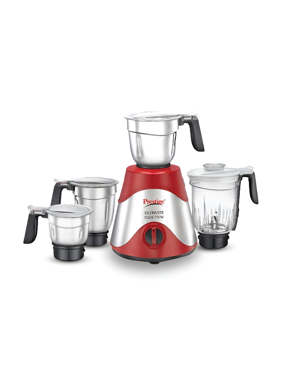 Prestige Ultimate Plus Red & Silver Toned 5 Pieces 750 W Mixer Grinder & Jars