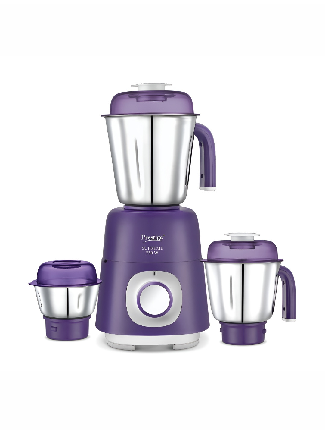 Prestige Supreme Violet Stainless Steel 3 Super Efficient Blades 3 Jars Wet and Dry Grinder with Juicer-500W