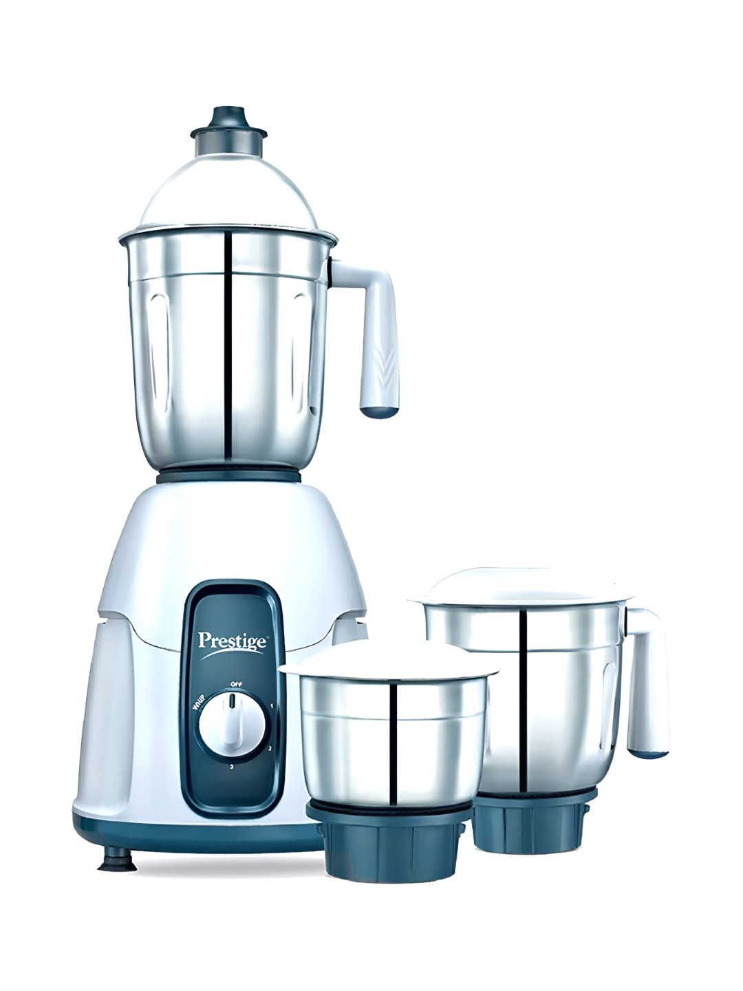 Prestige Stylo Grey Stainless Steel Safety Lock 3 Jars Wet and Dry Grinder with Juicer-750W