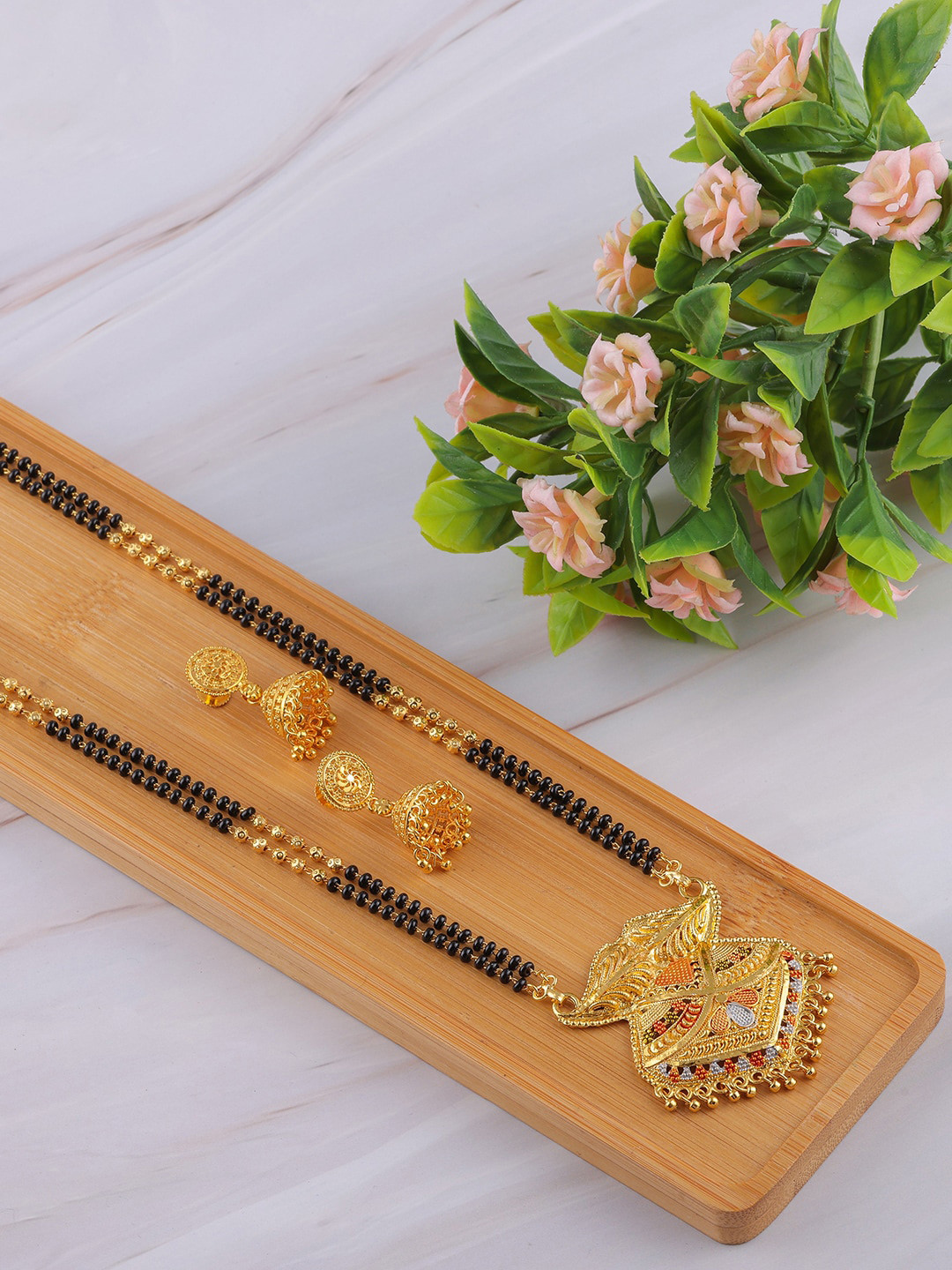 Anouk Gold Plated Mangalsutra With Earrings