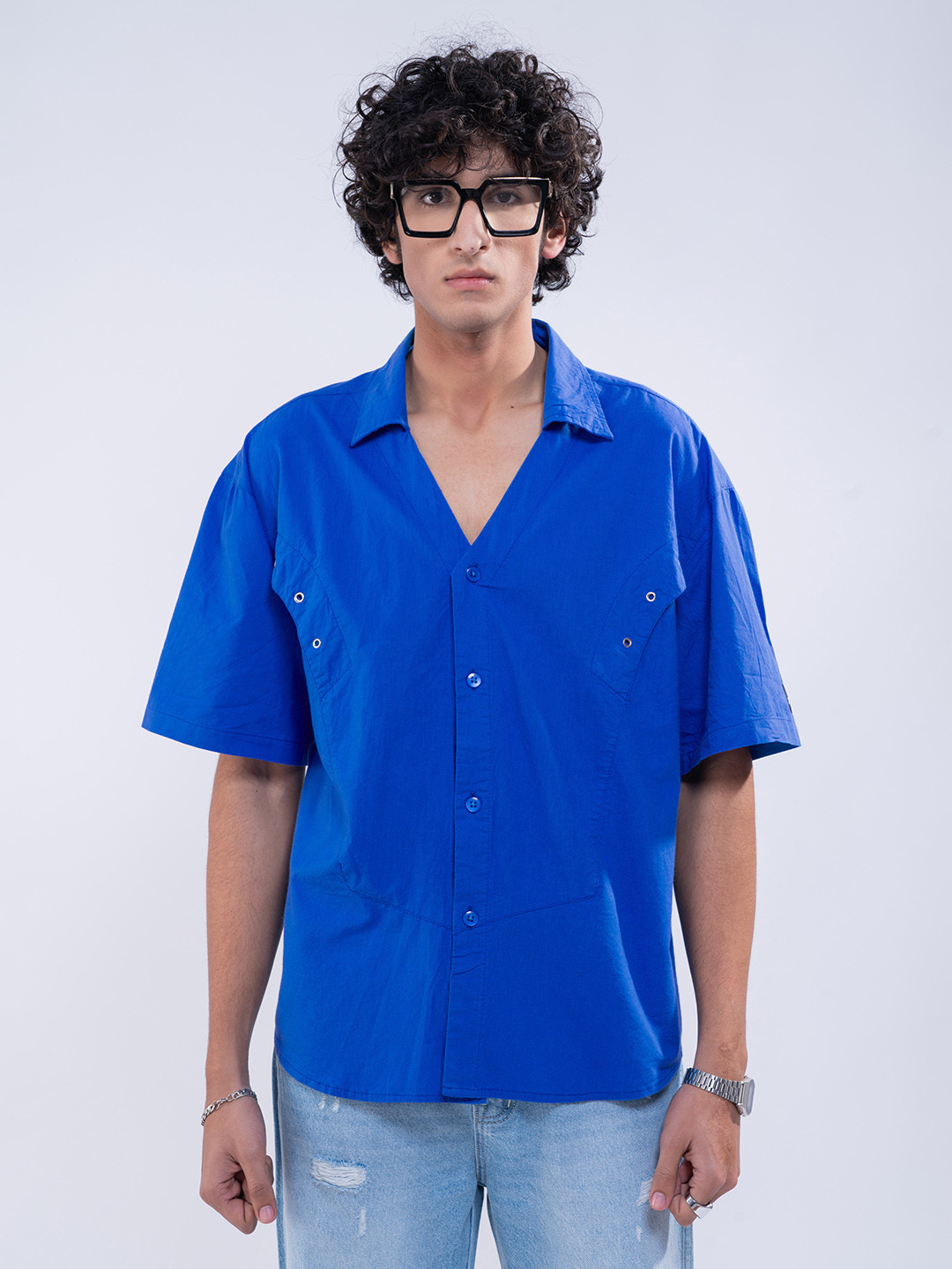 UNRL Pure Cotton Panelled Boxy Shirt