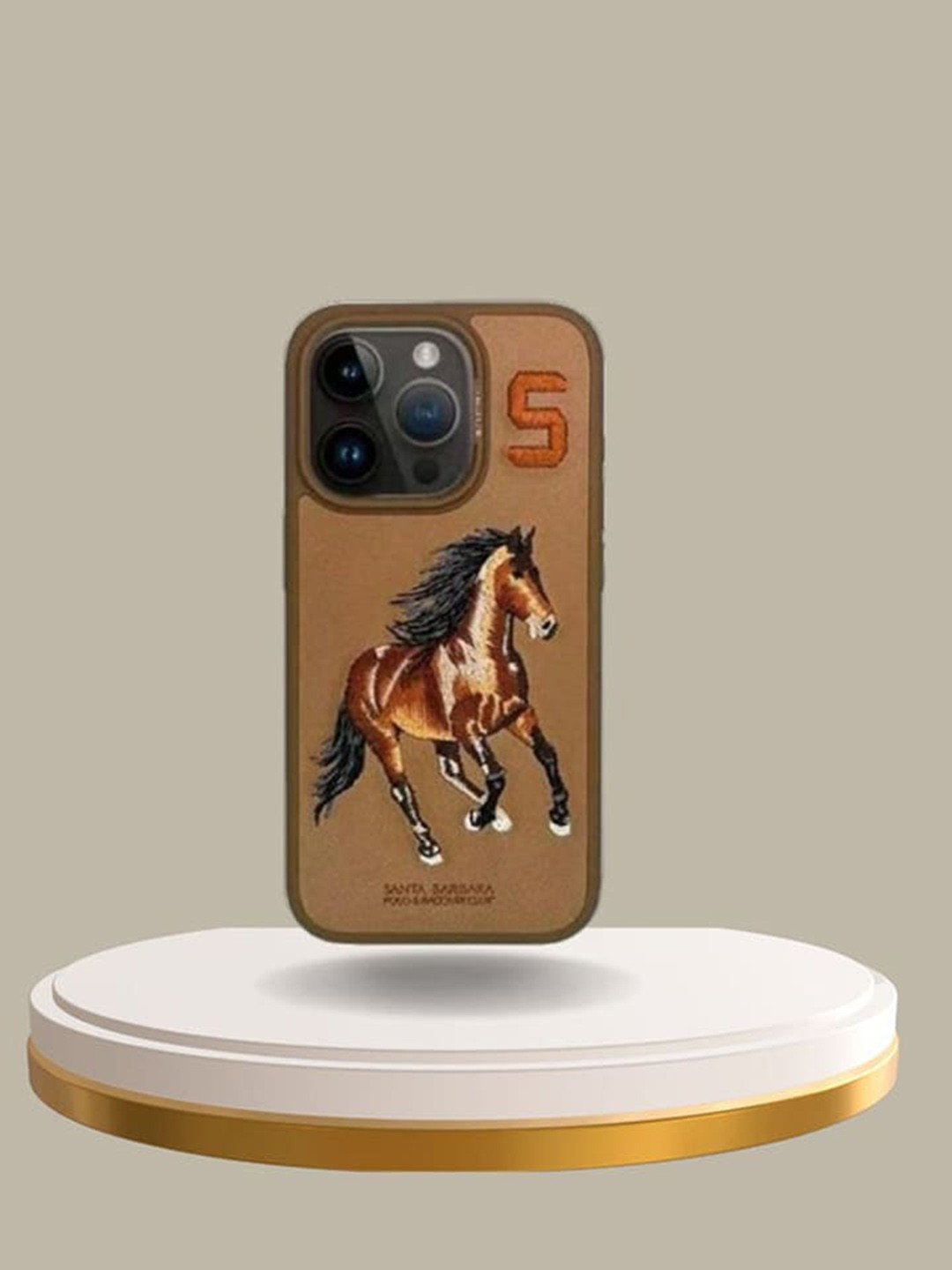 TREEMODA Embroidered iPhone 15 Pro Leather Mobile Back Case