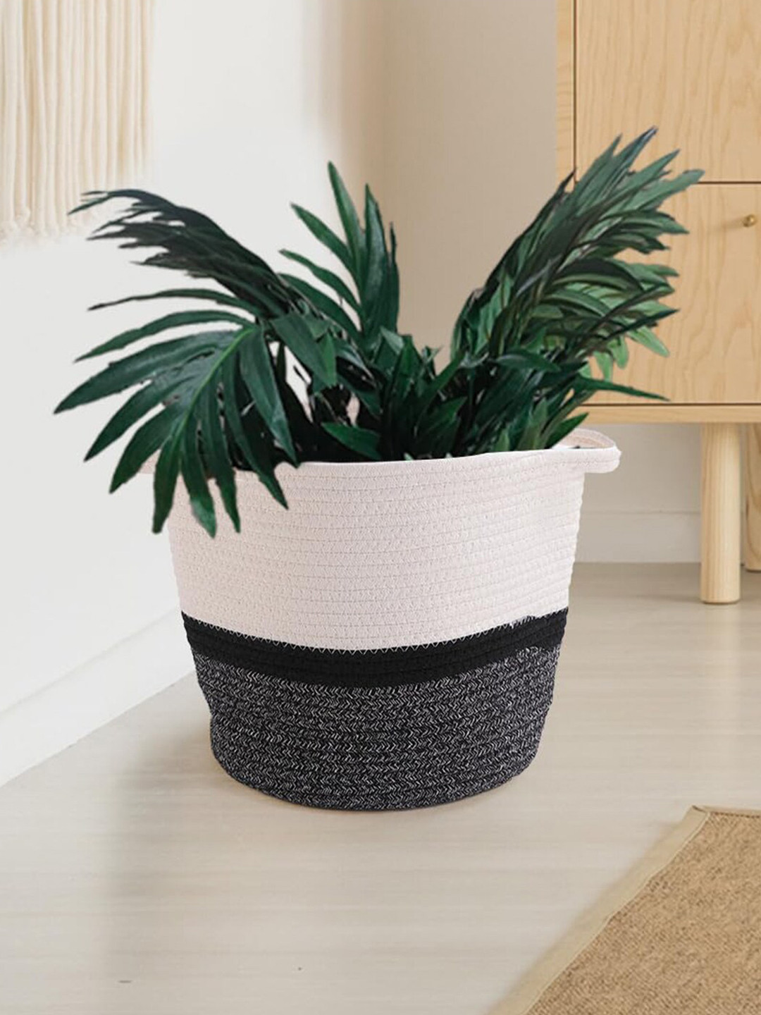 Kuber Industries White Cotton Rope Multi Utility Storage Basket