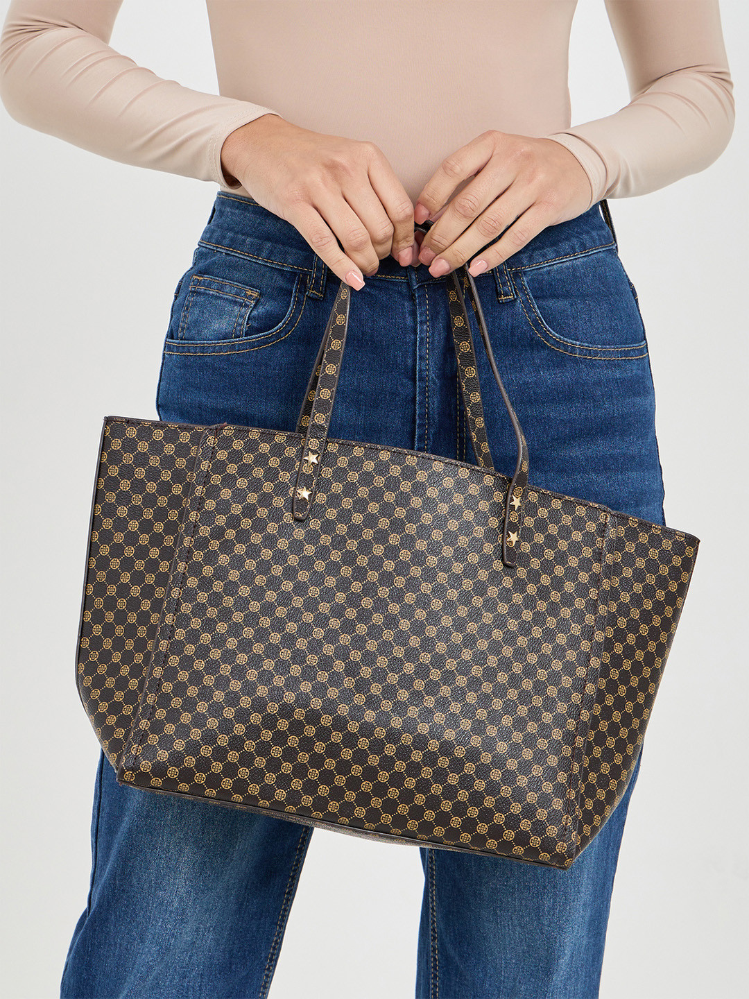 Styli Monogram Printed Oversized Shopper Tote Bag