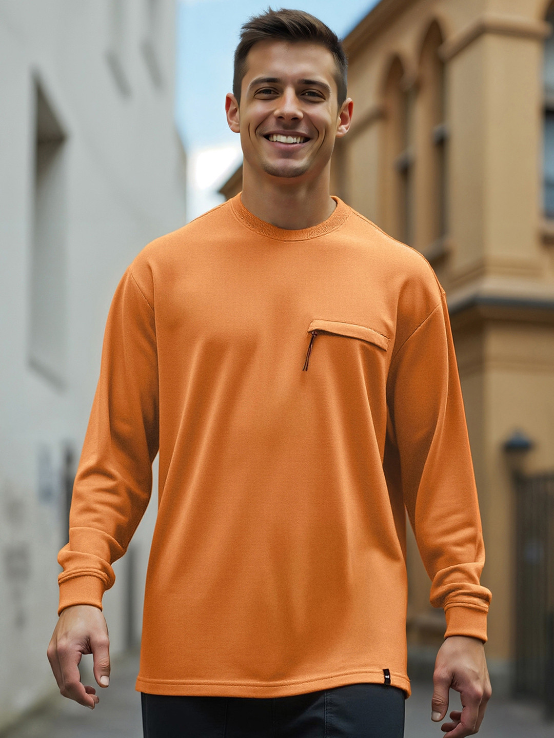 Bewakoof Heavy Duty 1.0 Men Orange Super Loose Fit T-shirt