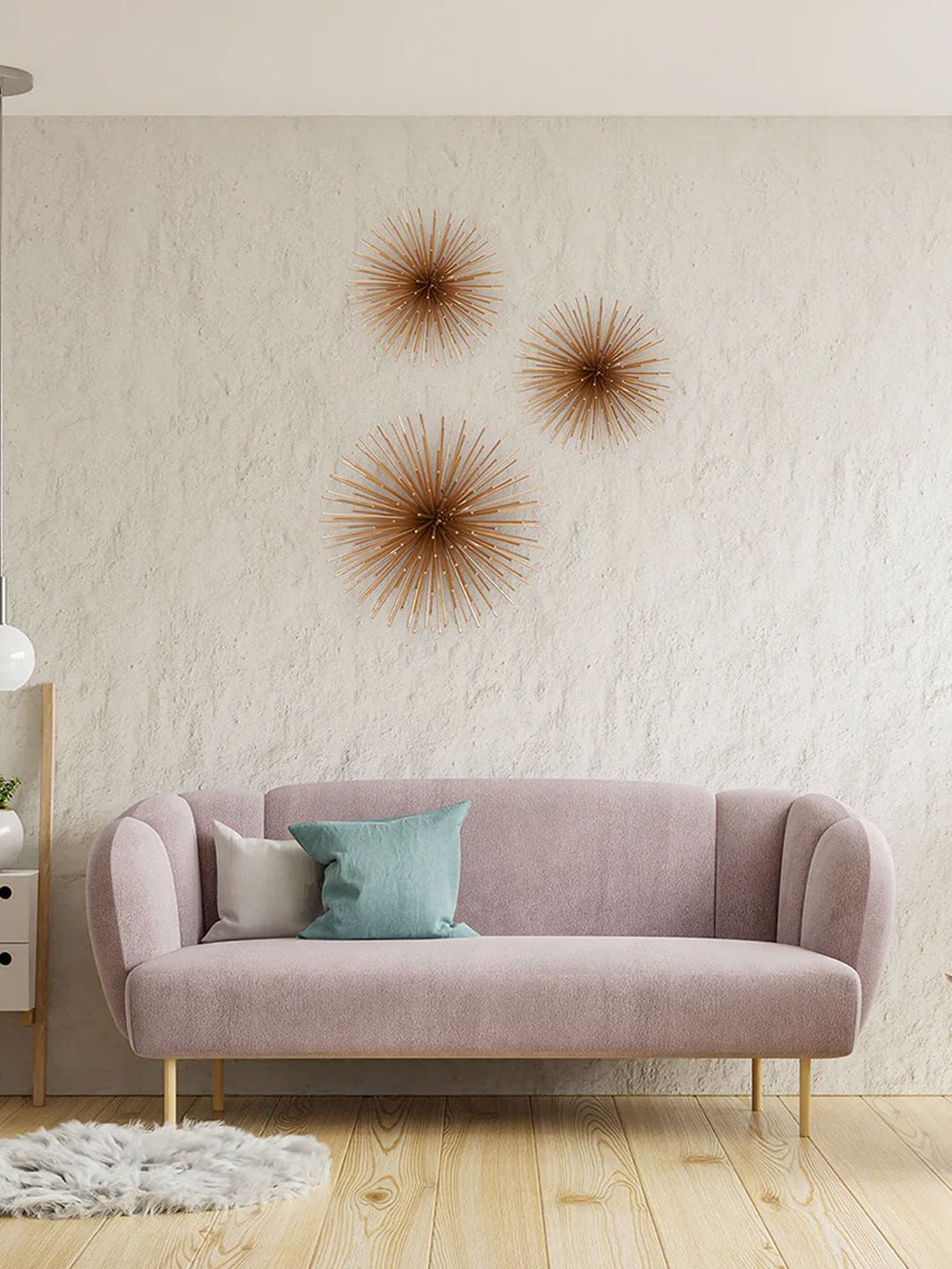 DecorTwist SUNBURST Metal Matte Hanging Hall 3Pcs Wall Hangings-18.9In