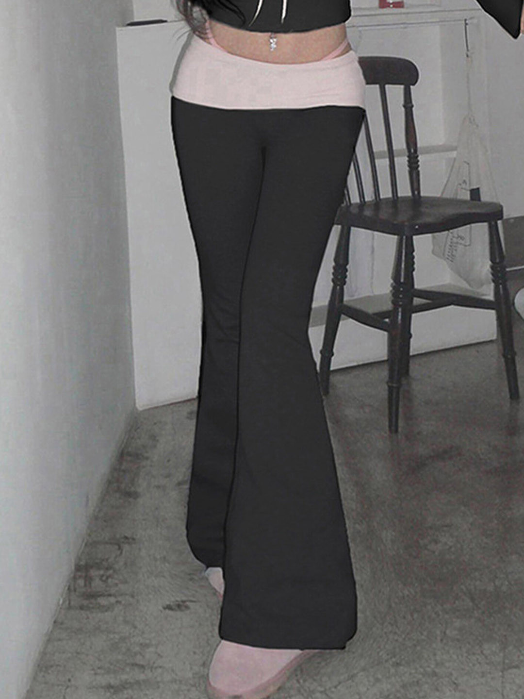 LULU & SKY Women Flared Low-Rise Bootcut Trousers