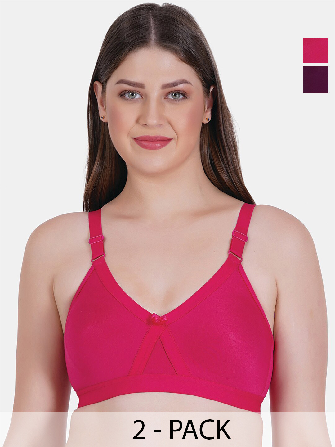 Reveira Mould Pack Of 2 Dry Fit Full Coverage Non Padded T-shirt Bra With All Day Comfort