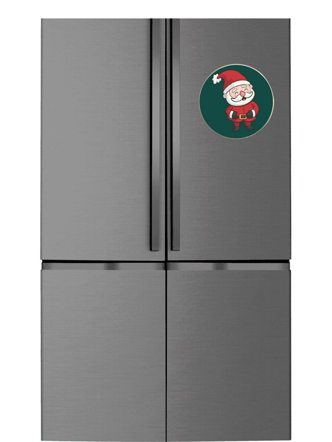THEYAYACAFE Teal Green & Red Santa Claus Printed BPA Free Round Fridge Decorative Magnet