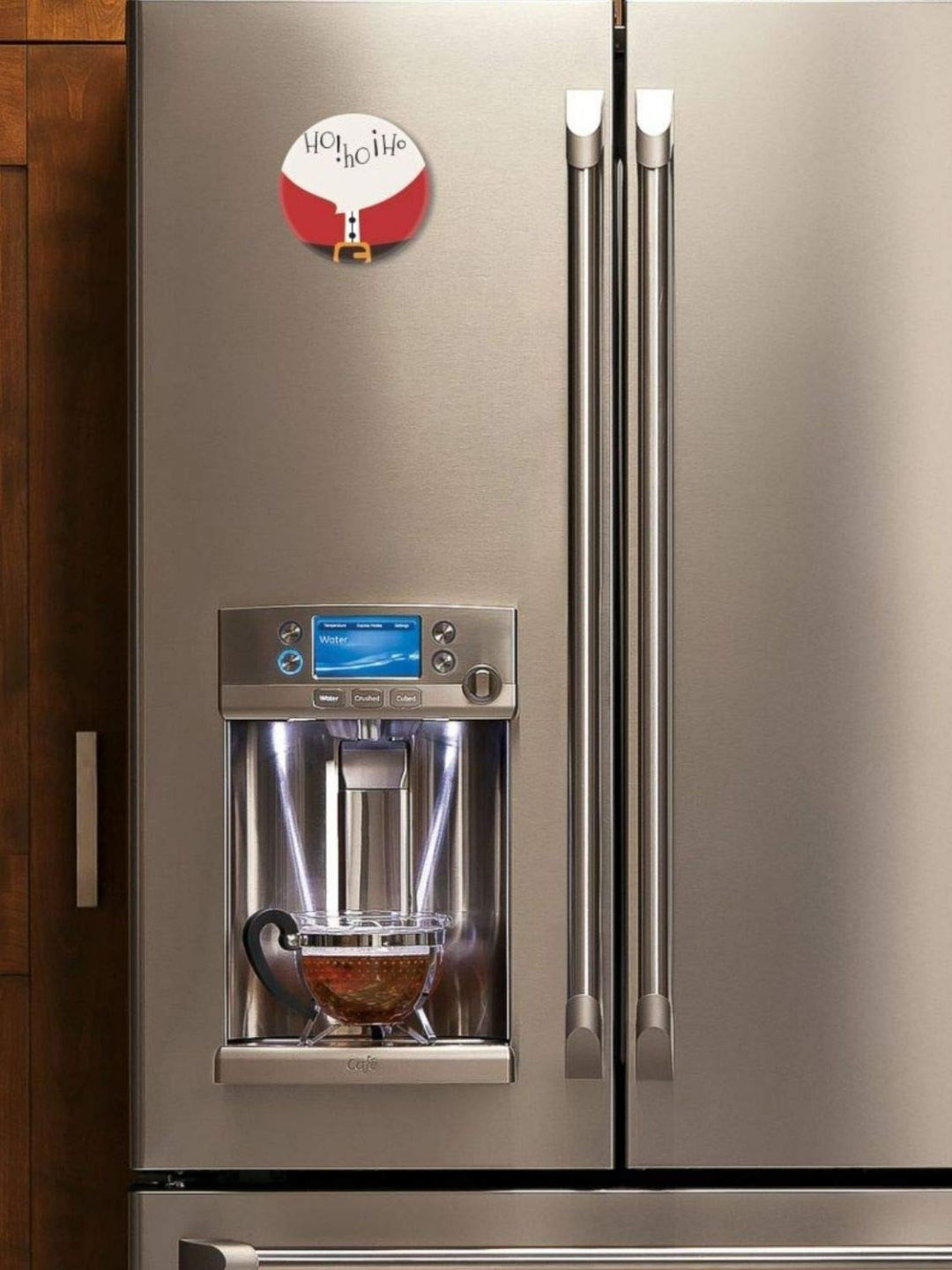 THEYAYACAFE Red & White Santa Claus Printed BPA Free Round Fridge Decorative Magnet