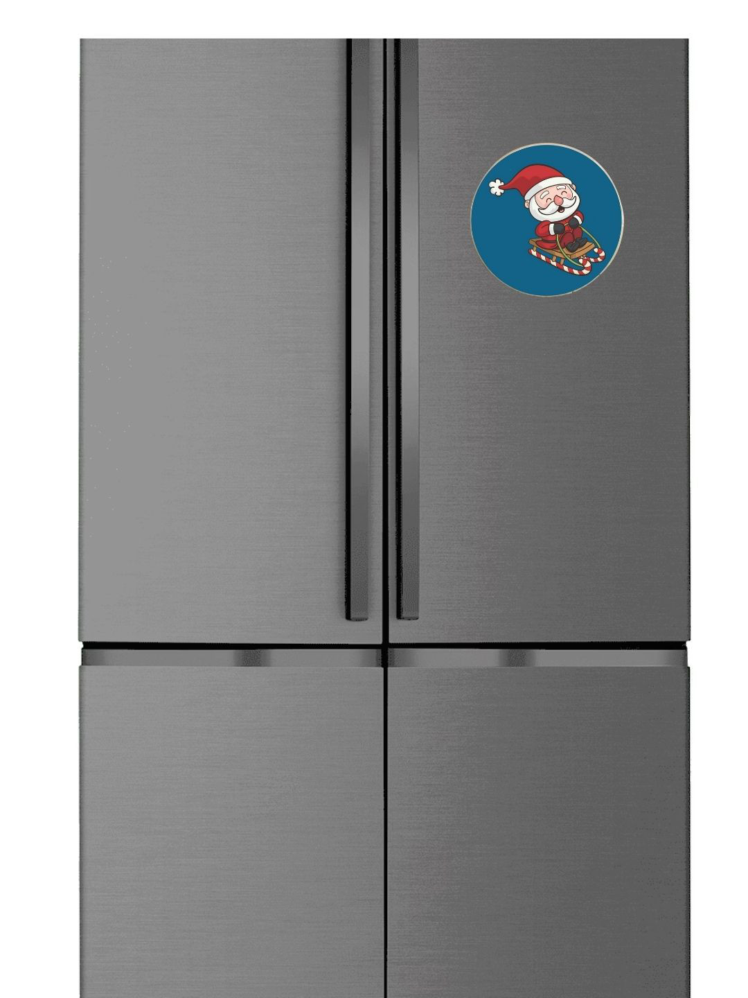 THEYAYACAFE Blue & Red Santa Claus Printed BPA Free Round Fridge Decorative Magnet