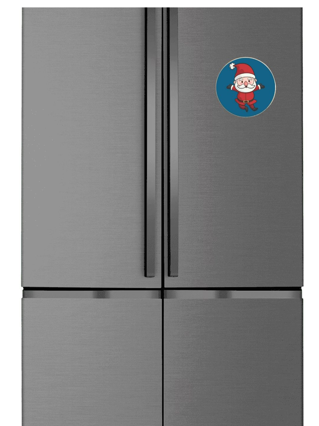 THEYAYACAFE 4 Pcs Red & Blue Santa Claus Printed BPA Free Round Fridge Decorative Magnets