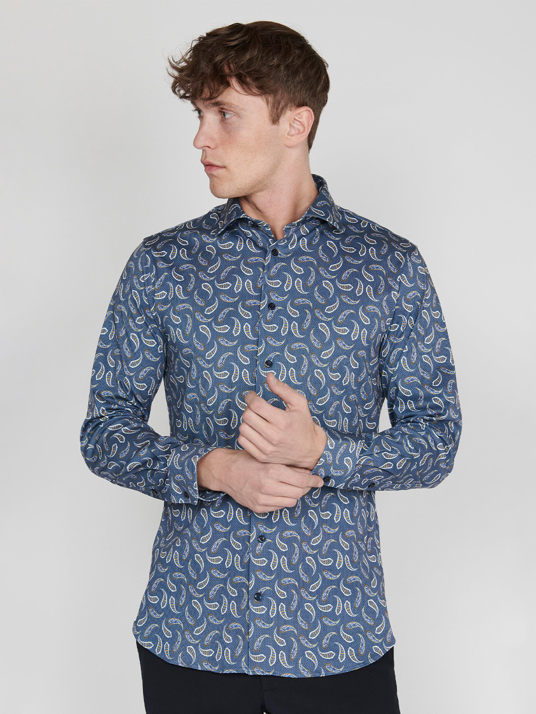Matinique Ethnic Printed Spread Collar Long Sleeves Buttoned Placket Pure Cotton Shirt