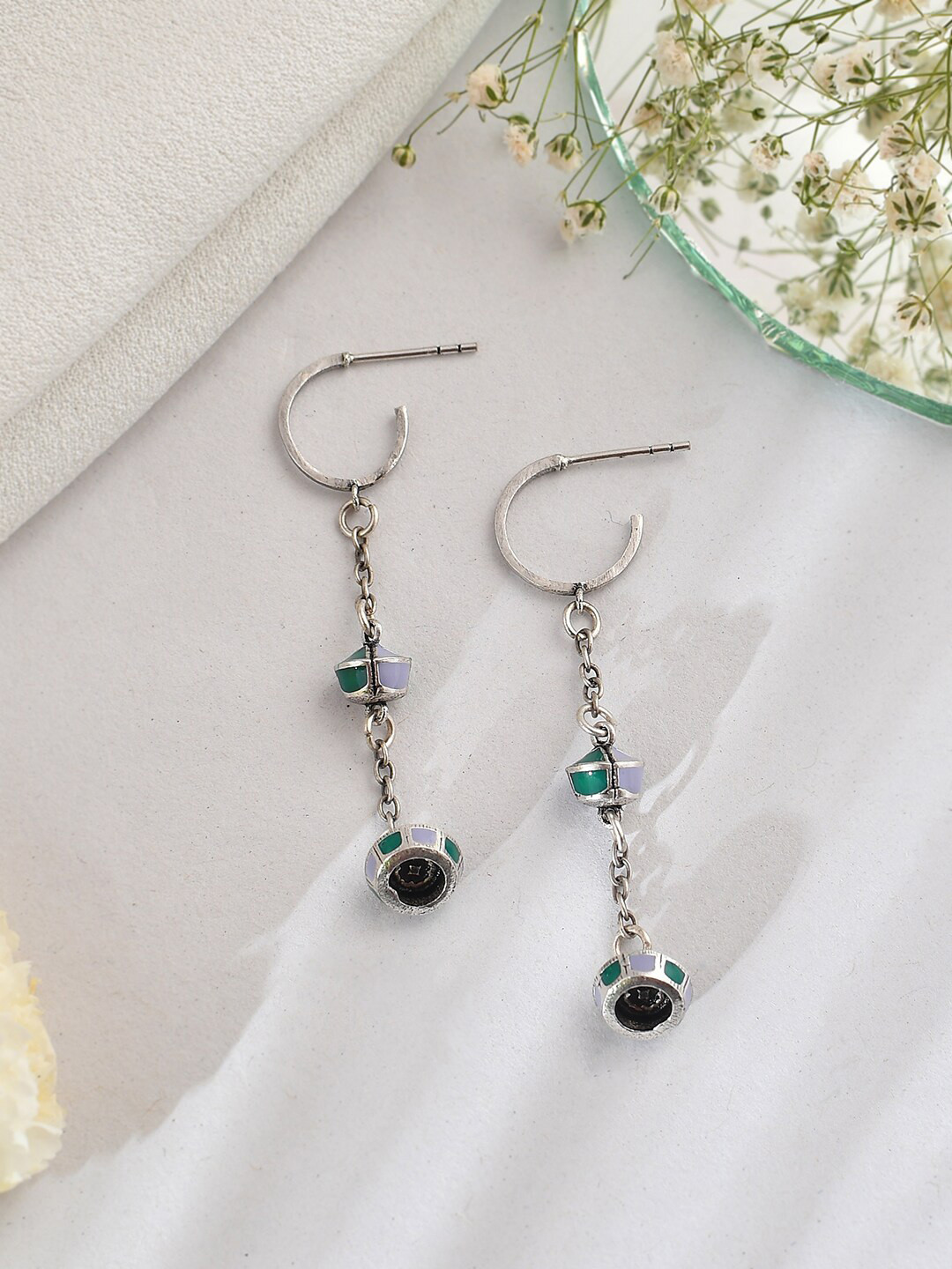 Zulu Zola Enamelled Dangle Hoop