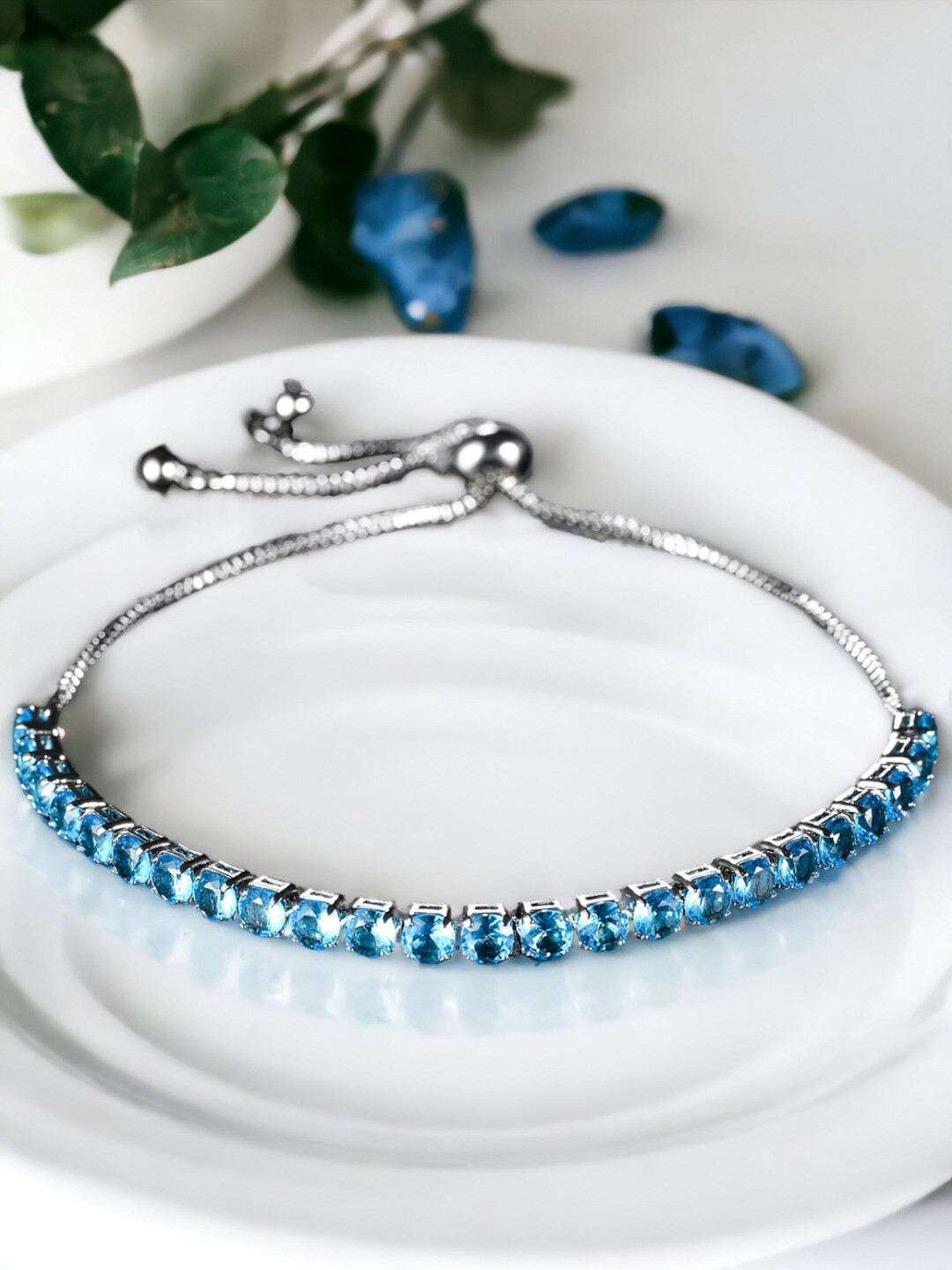 Designs & You Silver-Plated Cubic Zirconia-Studded Wraparound Bracelet