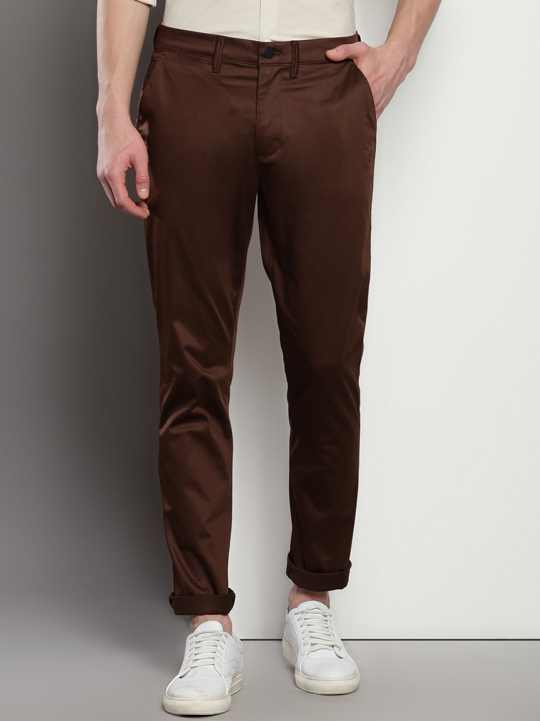 Calvin Klein Men Slim Fit Mid Rise Organic Cotton Trousers